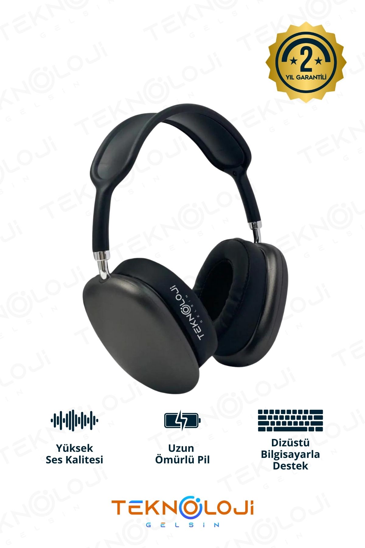 Teknoloji Gelsin Kablosuz Kulaklık Bluetooth 5.0 P9 Air Max Kulaküstü Kulaklık Mikrofonlu Extra Bass Kırmızı