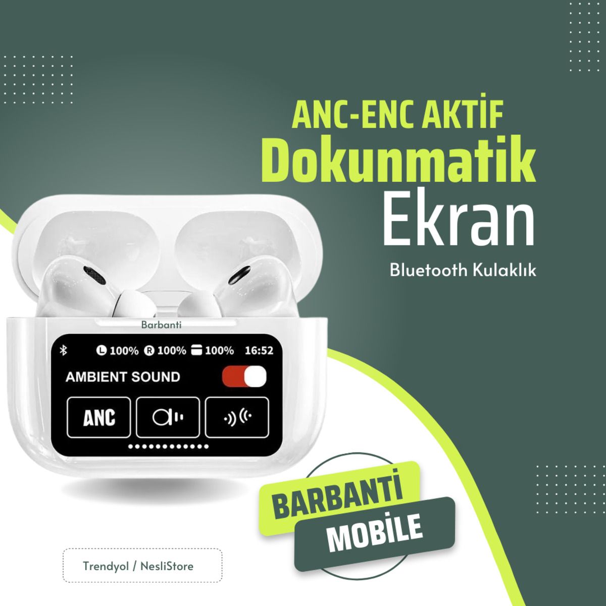 Barbanti Mobile Pro Ios Android Uyumlu OLED DOKUNMATİK EKRANLI Kulakiçi Bluetooth Kulaklık  Airpods2