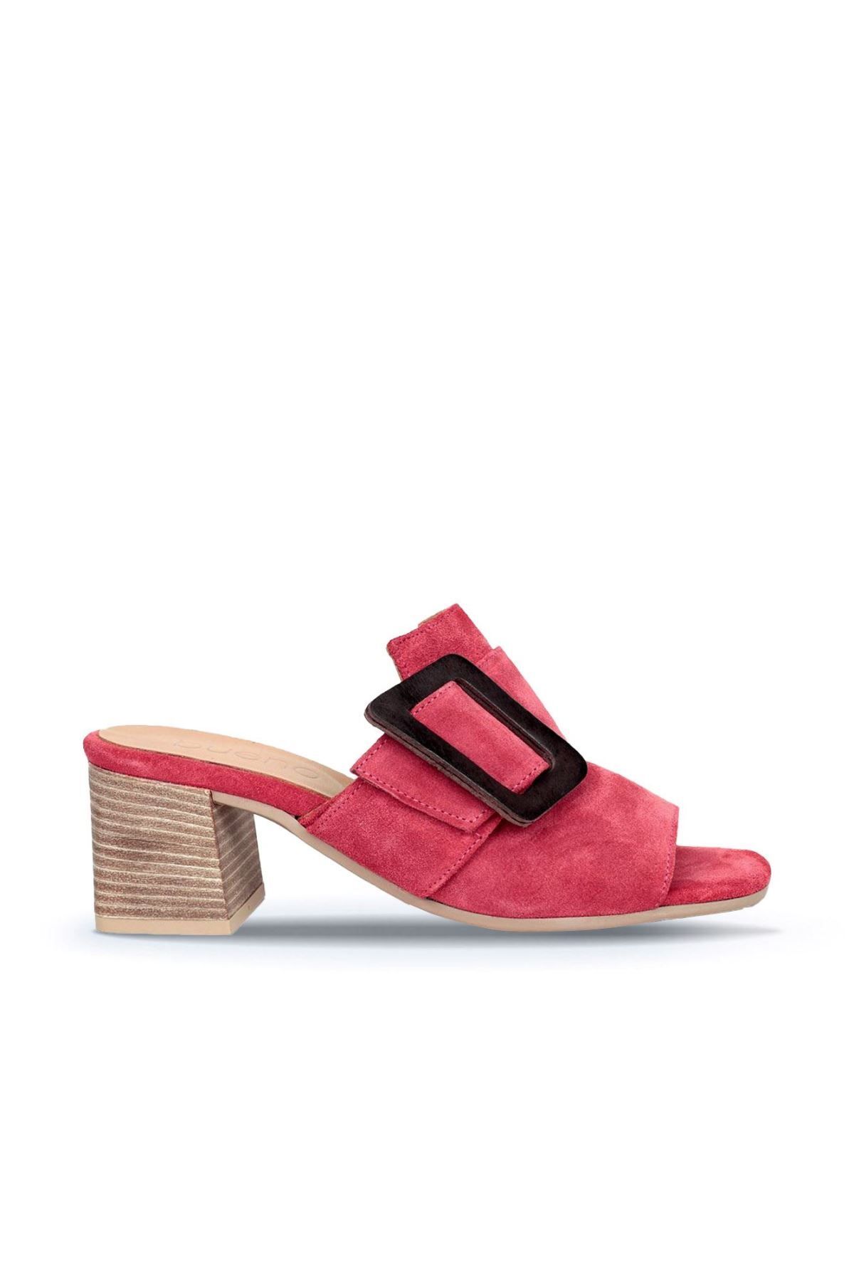 BUENO Shoes Kırmızı Süet Kadın Topuklu Terlik