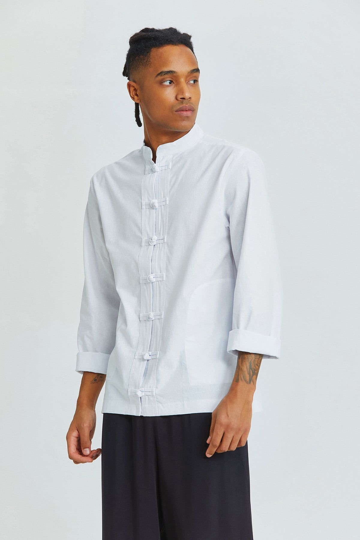Clandestino Düğme Detaylı Bohem Gömlek Beyaz