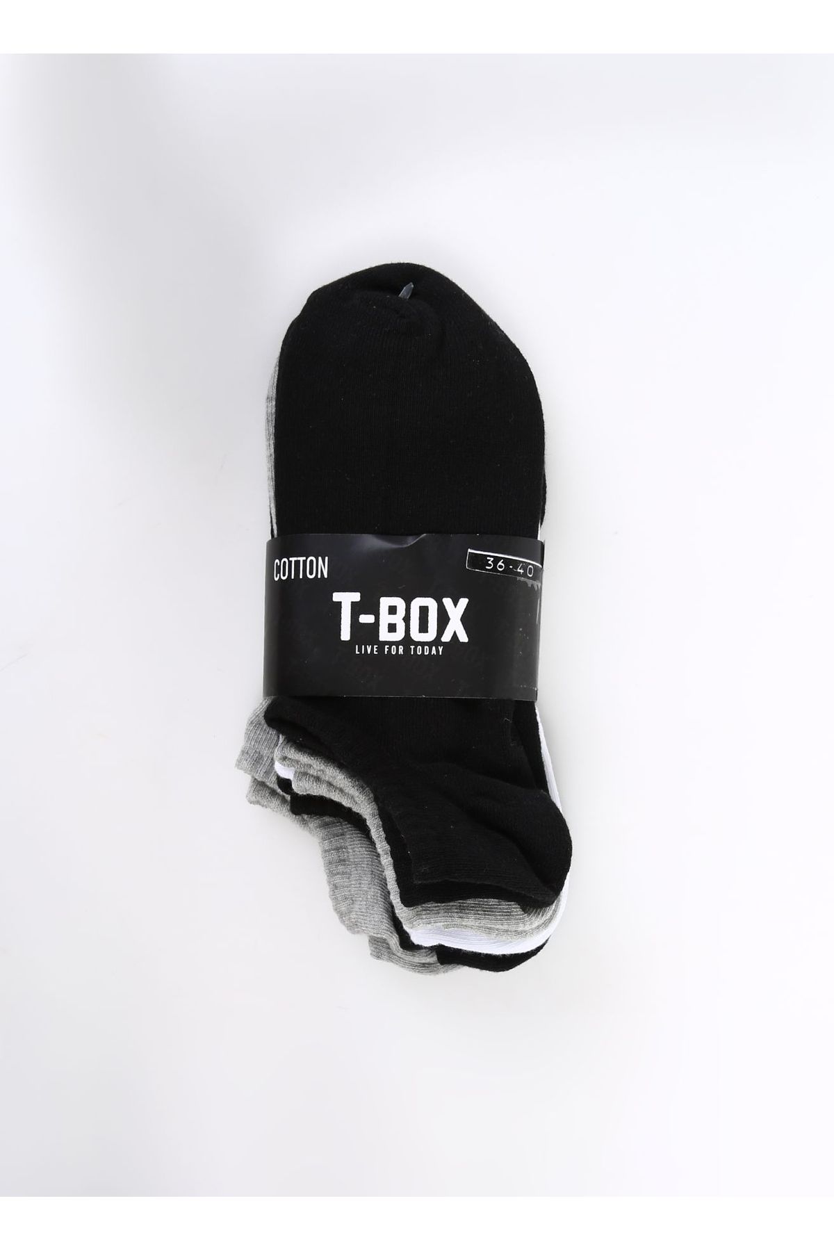 T-Box Siyah - Gri - Beyaz Erkek Patik Çorap 5Lİ PATİK ERK