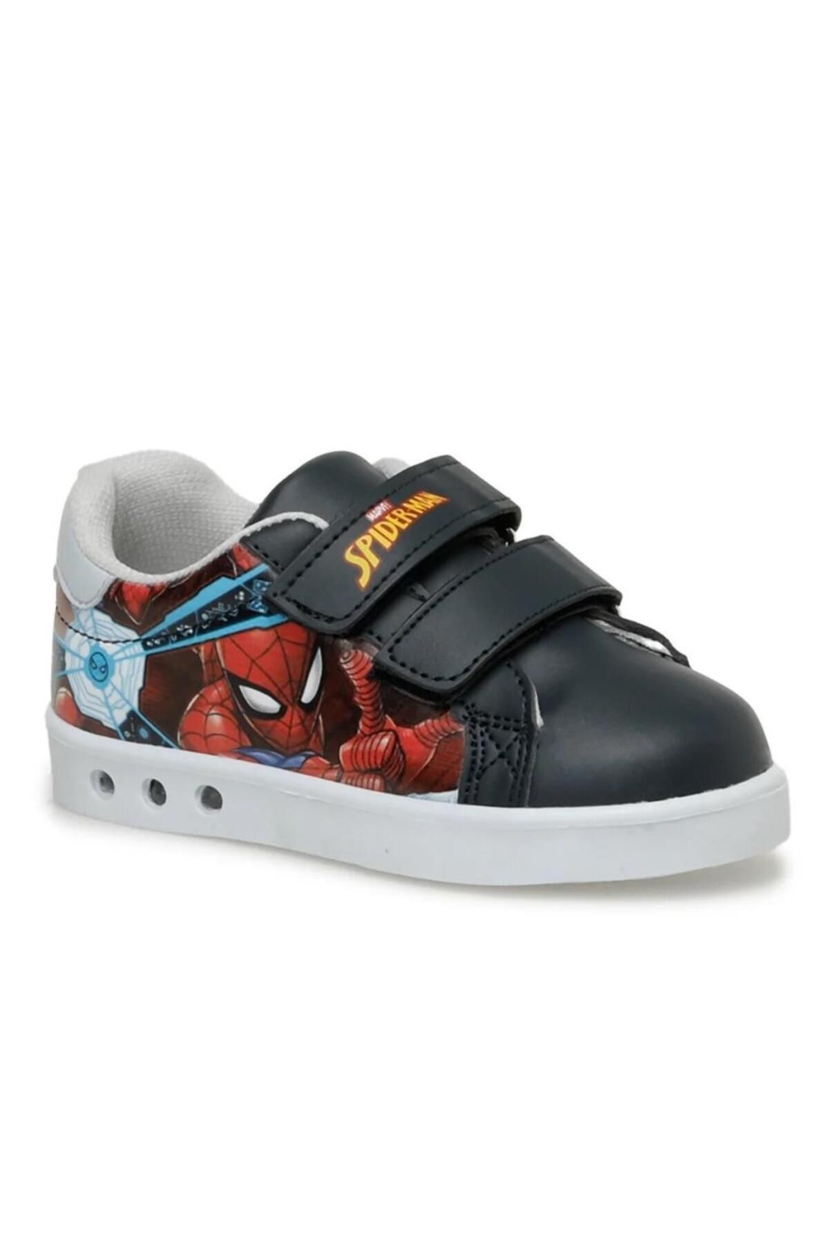 Spiderman Erkek Çocuk Beyaz / Lacivert Işıklı Spor Ayakkabı Ellaboni Sneaker