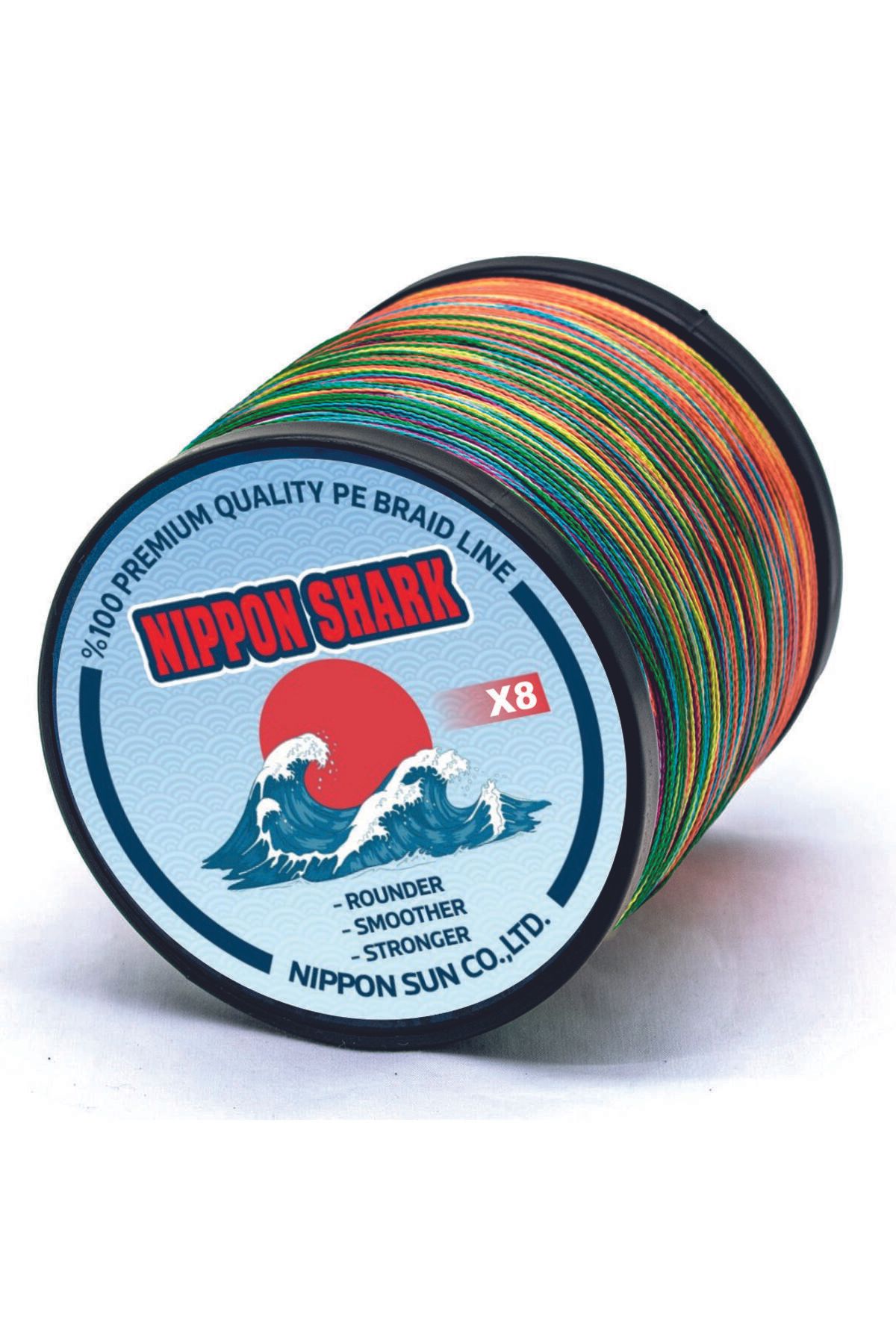 NIPPON SHARK X8-0.14 mm 8 Katlı 300 Metre Multicolour,Çok Renkli İp,Örgü,İpek Misina