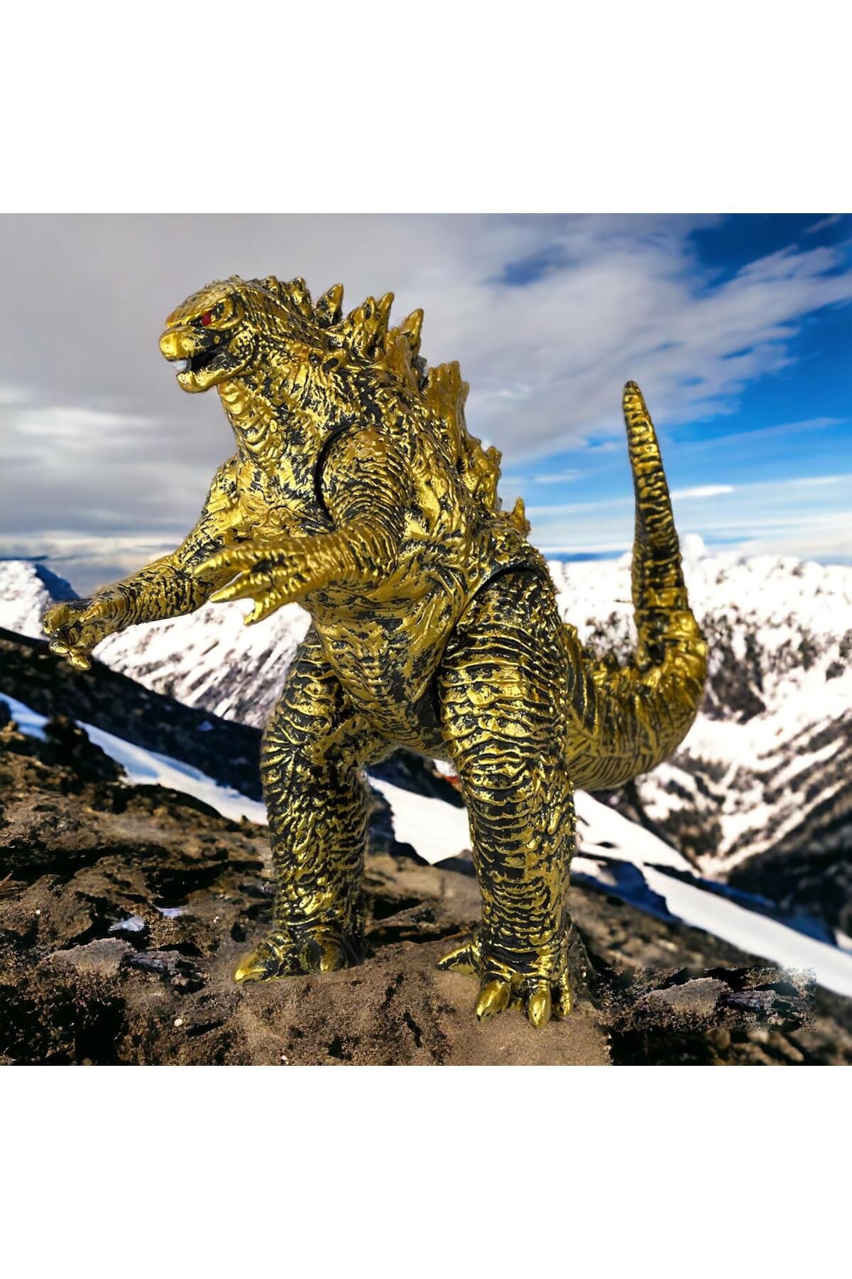e-life shop Godzilla vs. Kong Giant Gold Godzilla Dev Ejderha Eklemli Aksiyon Karakter Figür Oyuncak 33 cm.