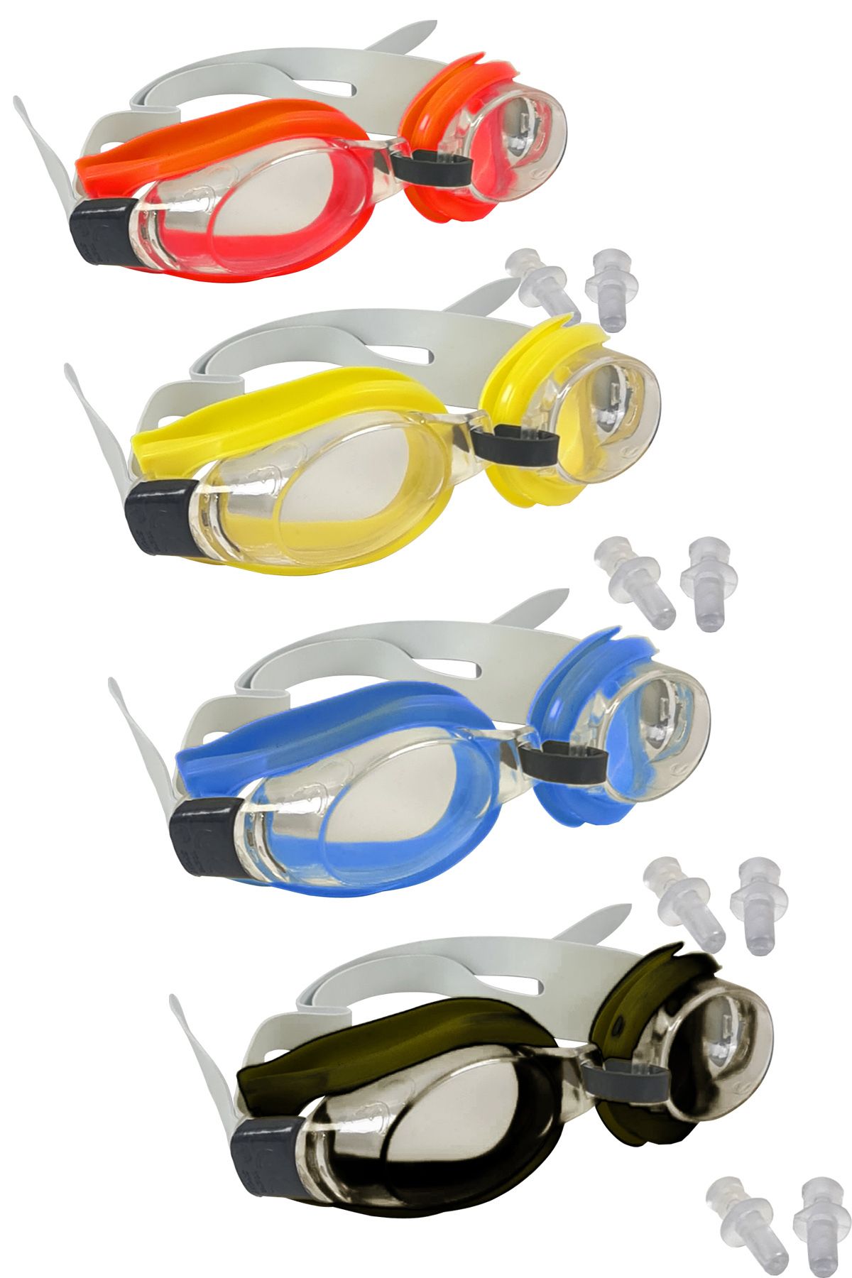 Binbirreyon Yüzücü Gözlüğü Kulak Tıkacı Seti Deniz Gözlüğü Renkli Ayarlanabilir GB131R