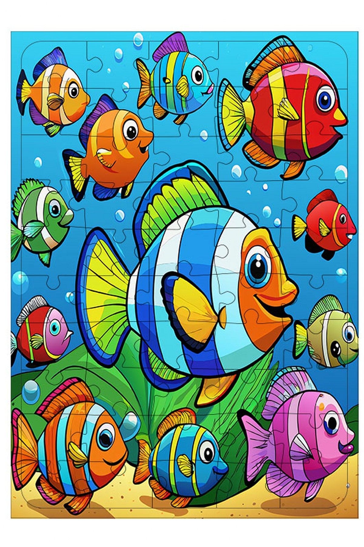 Tablomega Ahşap Mdf Puzzle Yapboz Renkli Palyaço Balıkları 50 Parça 35*50 cm
