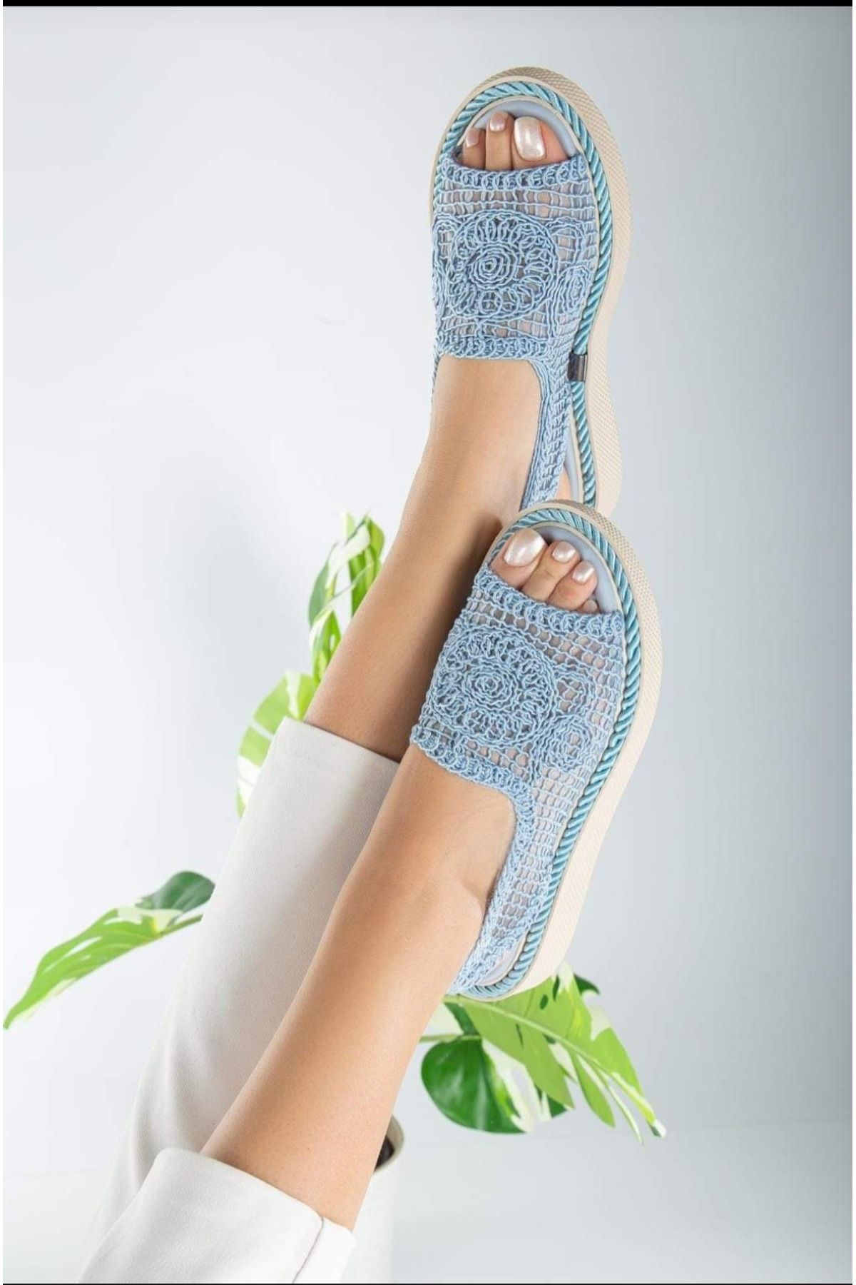 DEEFWEAR Açık Burun Örgülü Model Sandalet