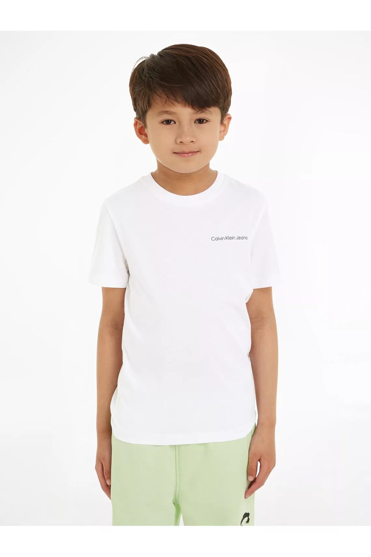 Calvin Klein Beyaz Kız Çocuk T-Shirt CHEST INST. LOGO SS T-SHIRT