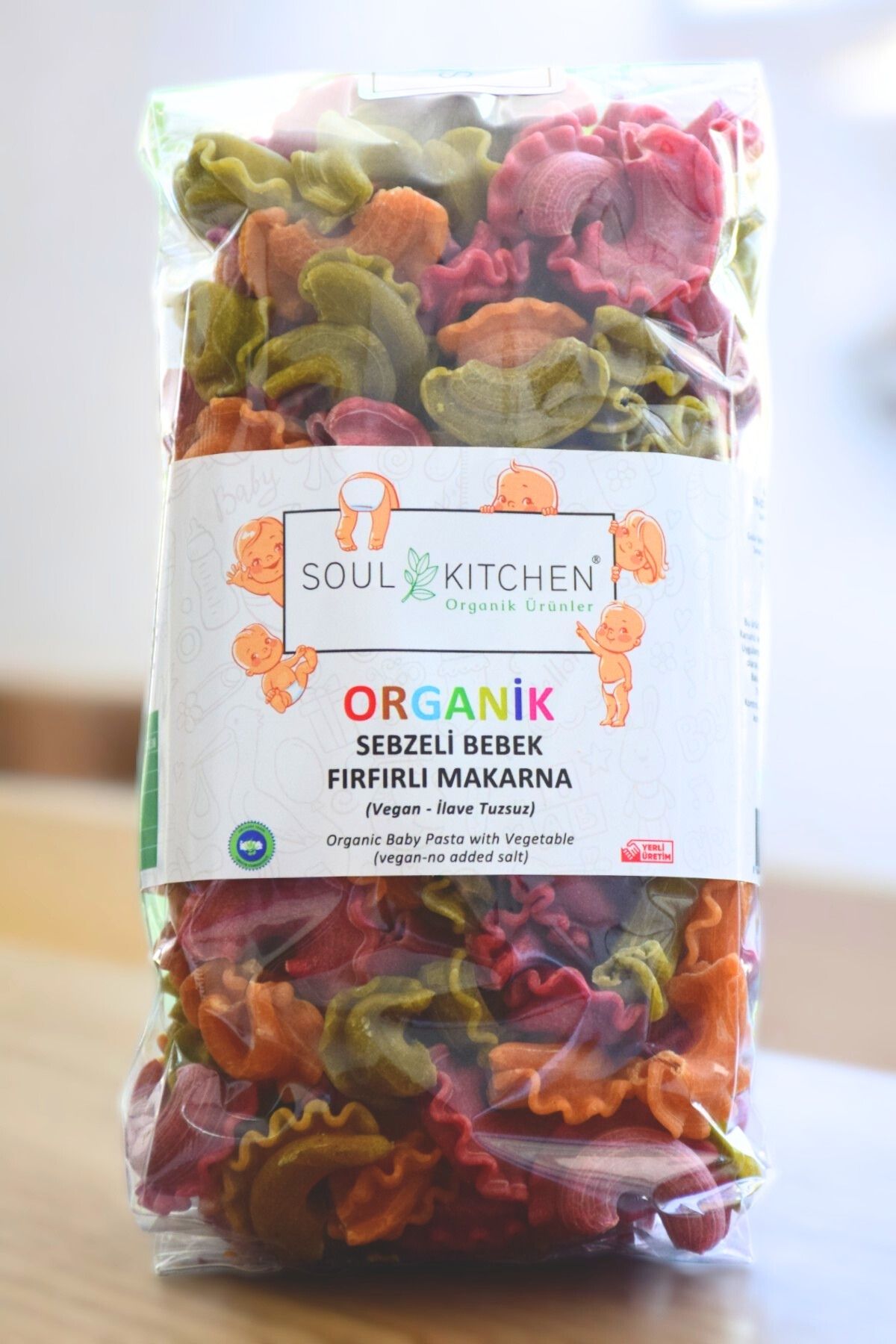 Soul Kitchen Organik Ürünler Organik Sebzeli Bebek Fırfırlı Makarna 250gr (vegan) (ilave tuzsuz)