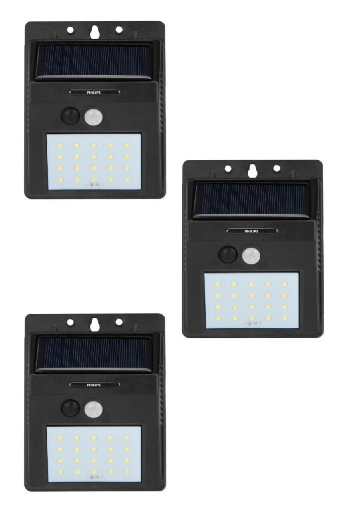 Philips 5W Solar Güneş Enerjili Bahçe Armatür Beyaz Işık - 3 Adet - Dış Mekan Sensörlü Aplik