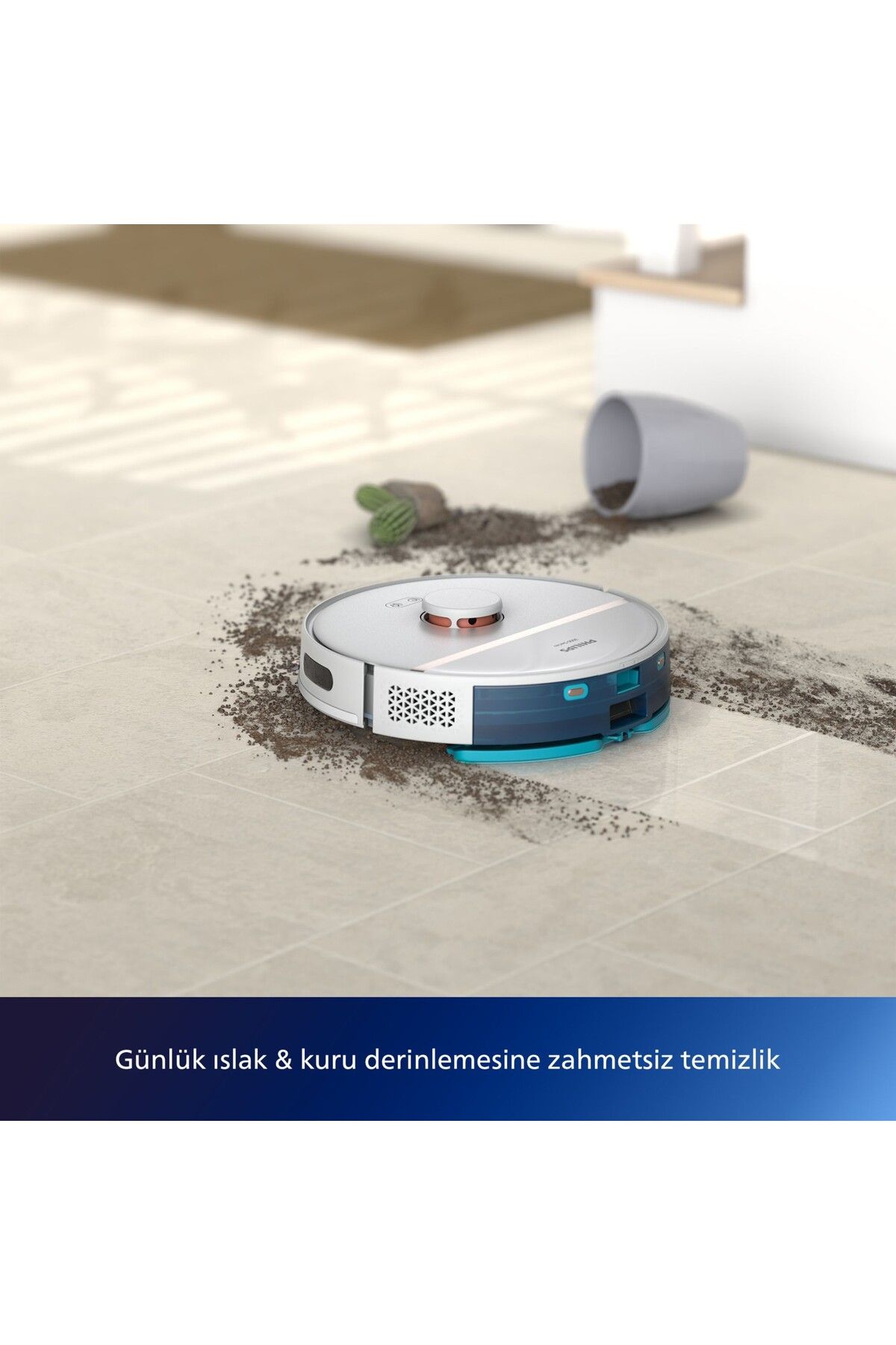 Philips HomeRun 3000 Serisi Aqua  Beyaz Akıllı Robot Süpürge