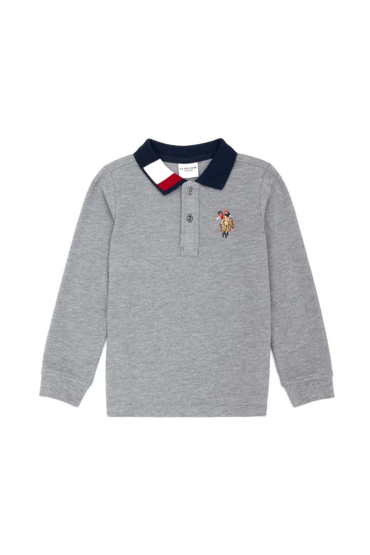 U.S. Polo Assn. Erkek Çocuk Gri Basic Polo Yaka Sweatshirt