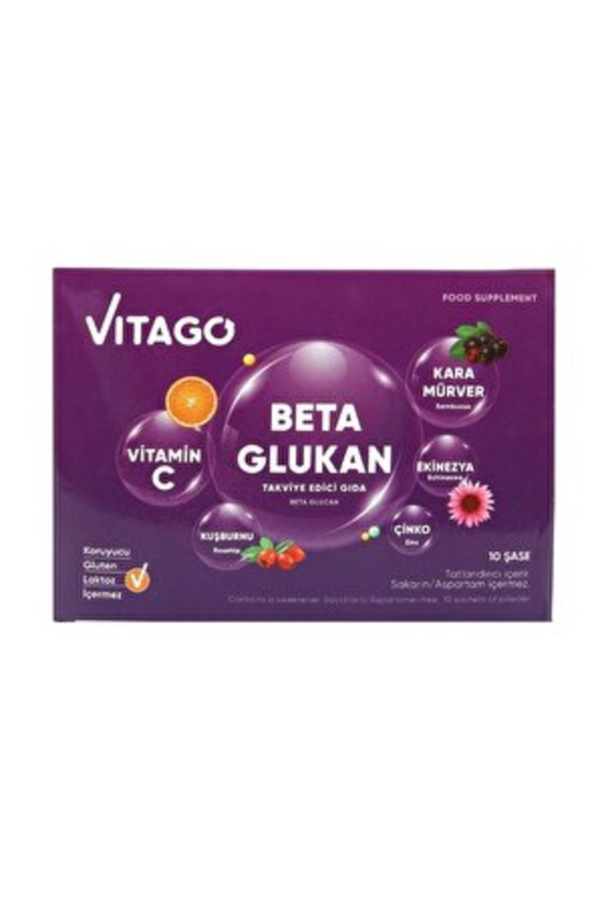 Vitago Beta Glukan, Kara Mürver, C Vitamini Efervesan Saşe 10'lu