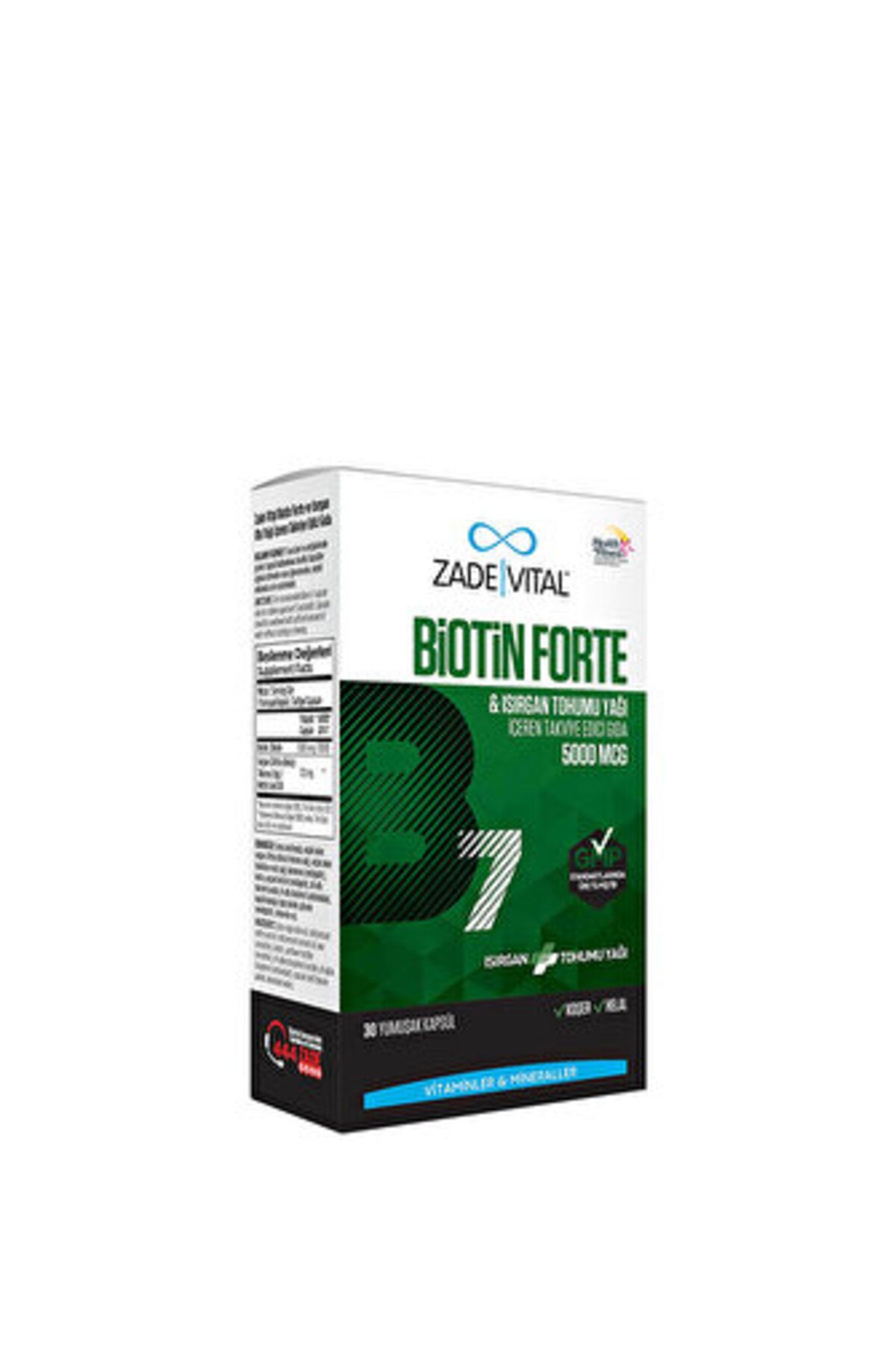 Zade Vital Aromasız Biotin Forte 5000 Mcg 30 Kapsül