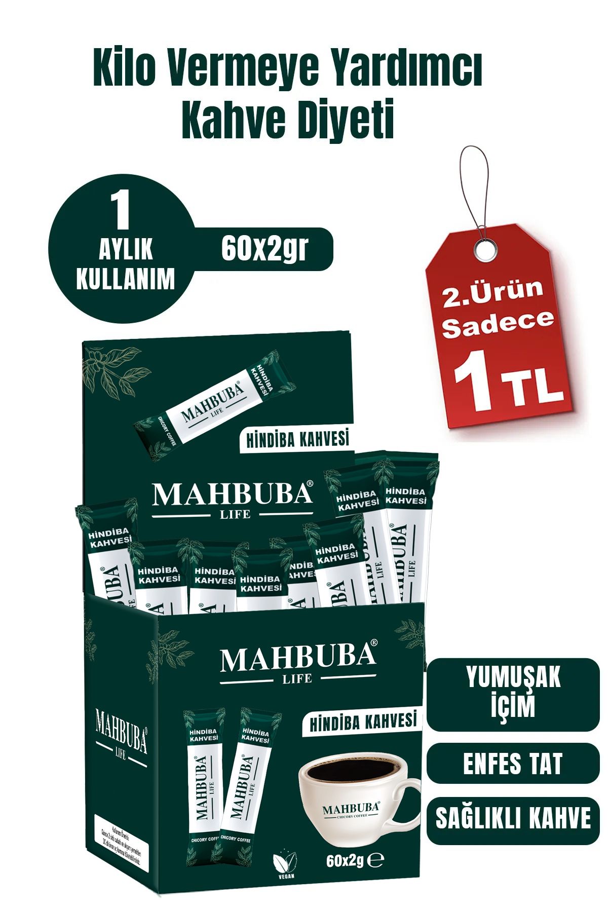 Mahbuba Hindiba Kahvesi Kilo Vermeye Ve Ödem Atmaya Yardımcı Detox Diyet Zayıflama 60x2gr 1 Aylık Kullanım