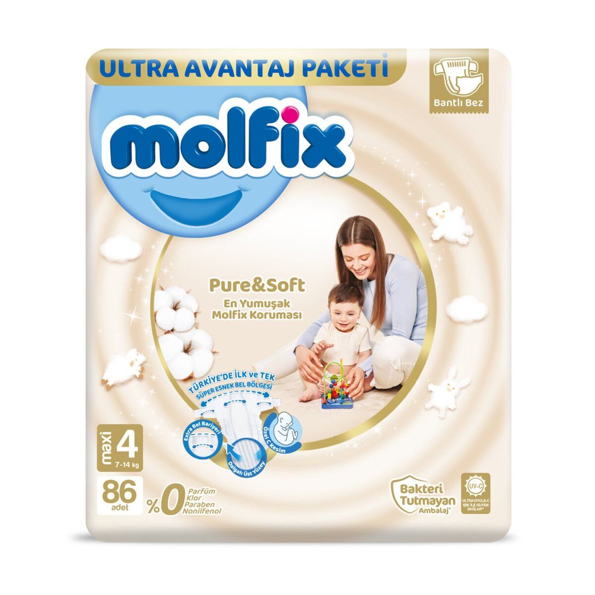 Molfix Molfıx Pure&soft Ultra Avantaj 4 Beden Maxı 7-14 Kg 86'lı