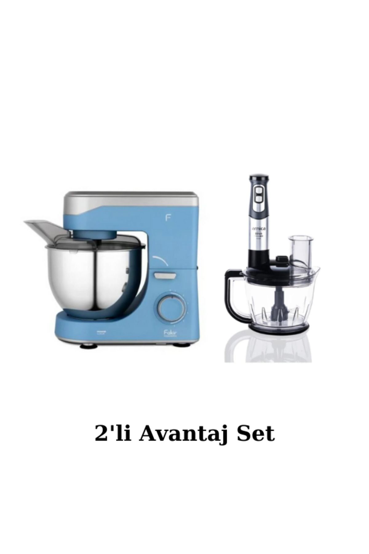 Fakir Arya Mavi 1500 W 5 lt Hamur Yoğurma Makinesi + Arnica Diva Trend Pro Silver 1200 W Blender Seti