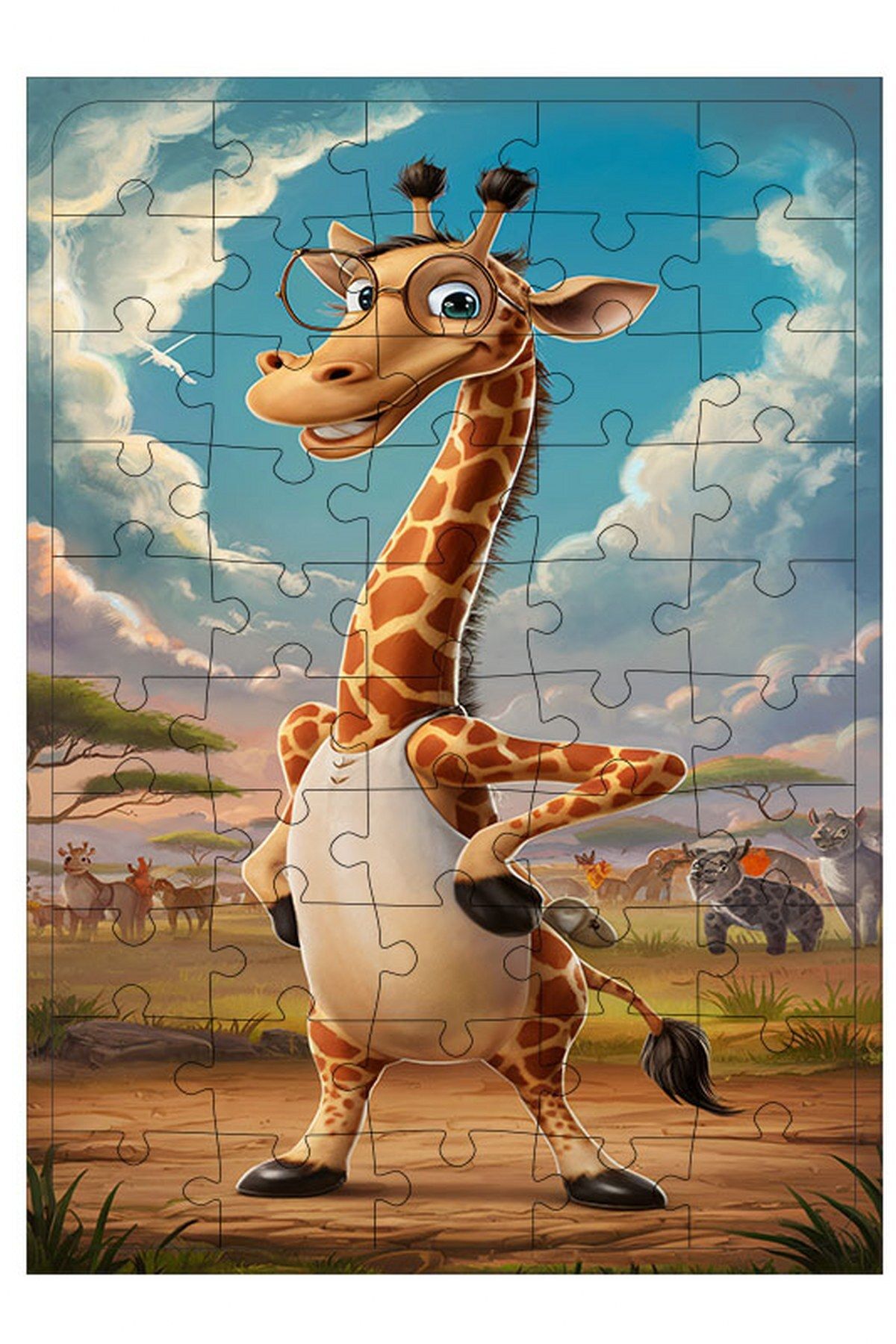Tablomega Ahşap Mdf Puzzle Yapboz Poz Veren Zeki Zürafa 50 Parça 35*50 cm