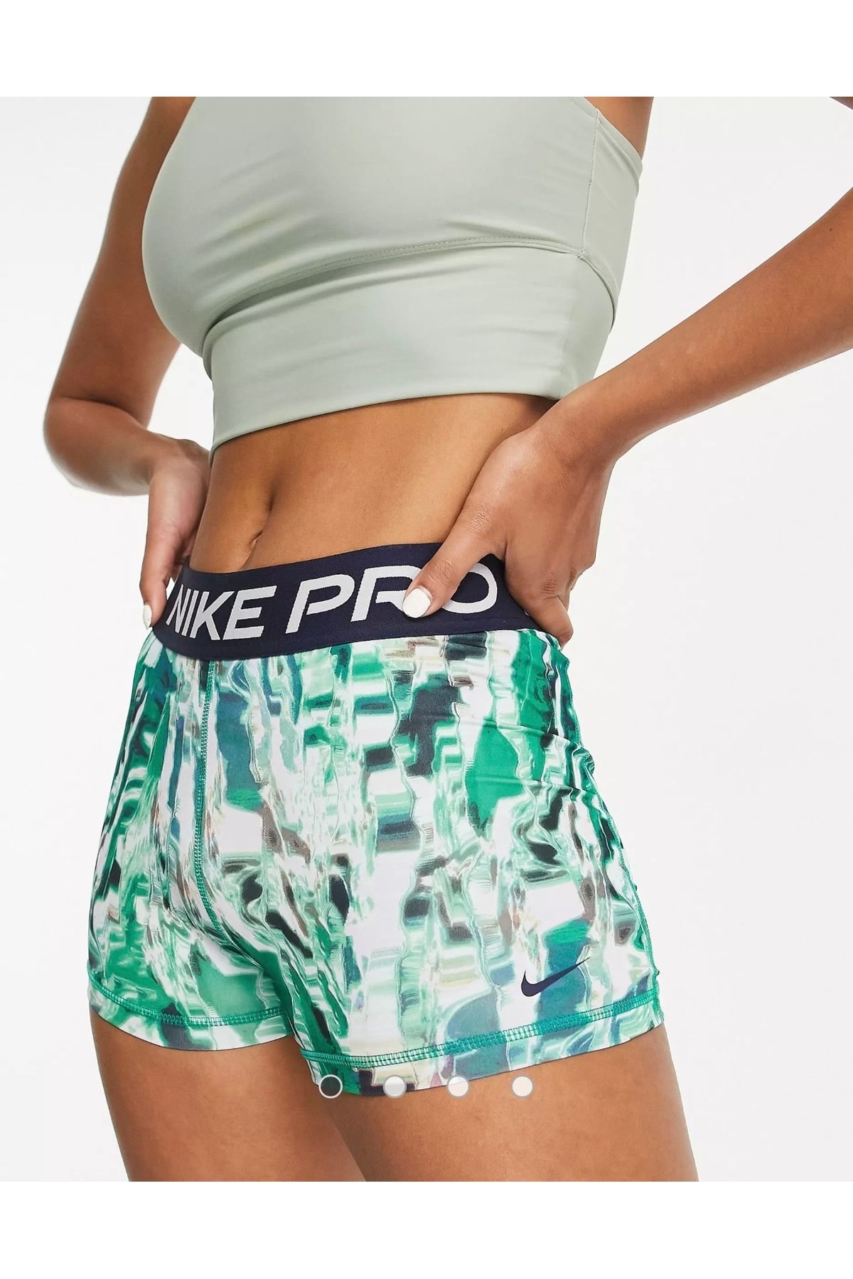 Nike Dri-fıt Women's Mid-rise All-over Print Shorts Kadin Yeşil Pro Tayt