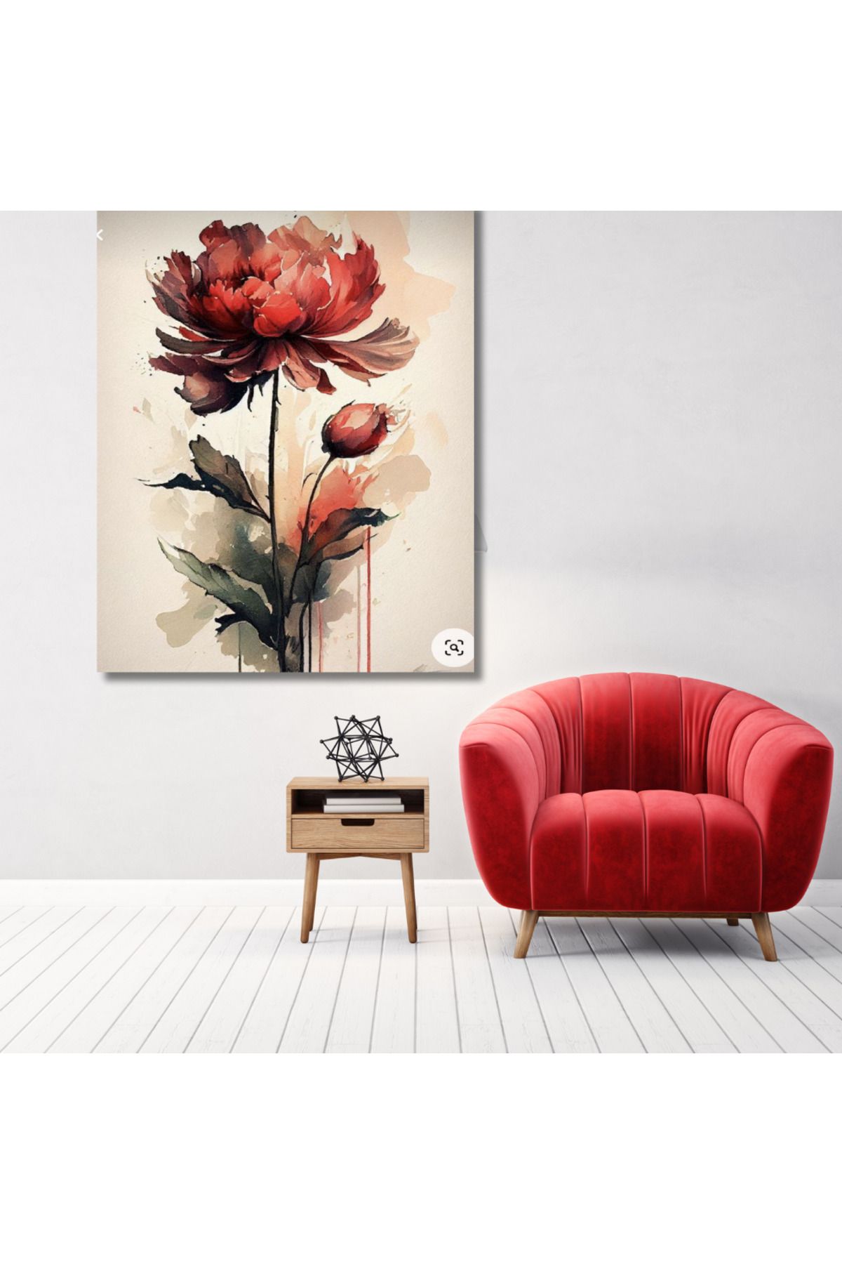 LİLYHOBBYLAND Sayılarla Boyama Hobi Seti 40x50 cm (Çerçeveli- Renkli Baskılı): Kırmızı Lotus Çiçeği
