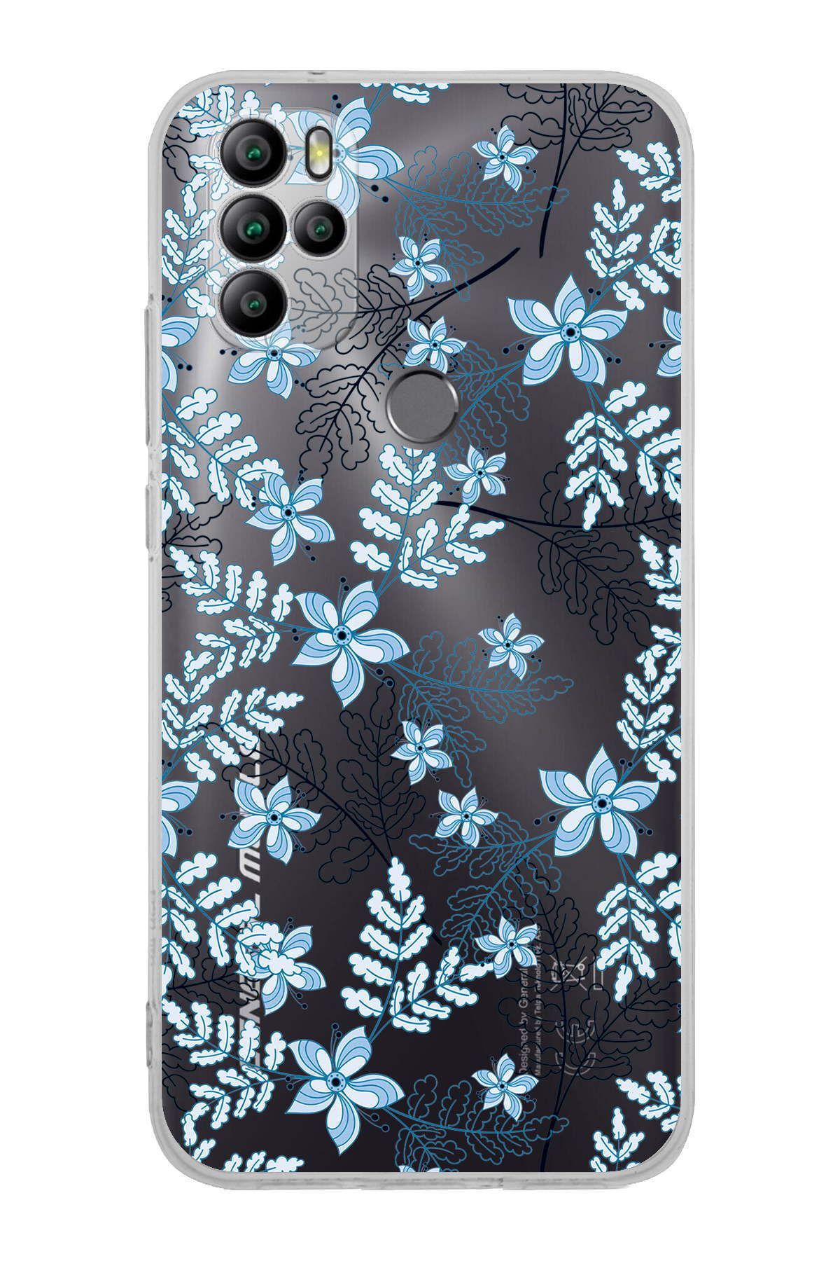PrintiFy General Mobile GM 21 Pro New Edition Uyumlu Kamera Korumalı Floral Mavi Kılıf