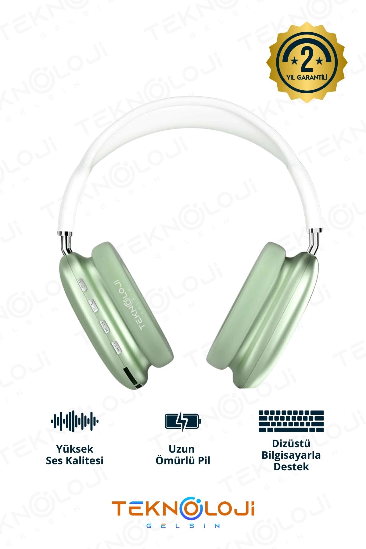 Teknoloji Gelsin Kablosuz Kulaklık Bluetooth 5.0 P9 Air Max Kulaküstü Kulaklık Mikrofonlu Extra Bass Yeşil