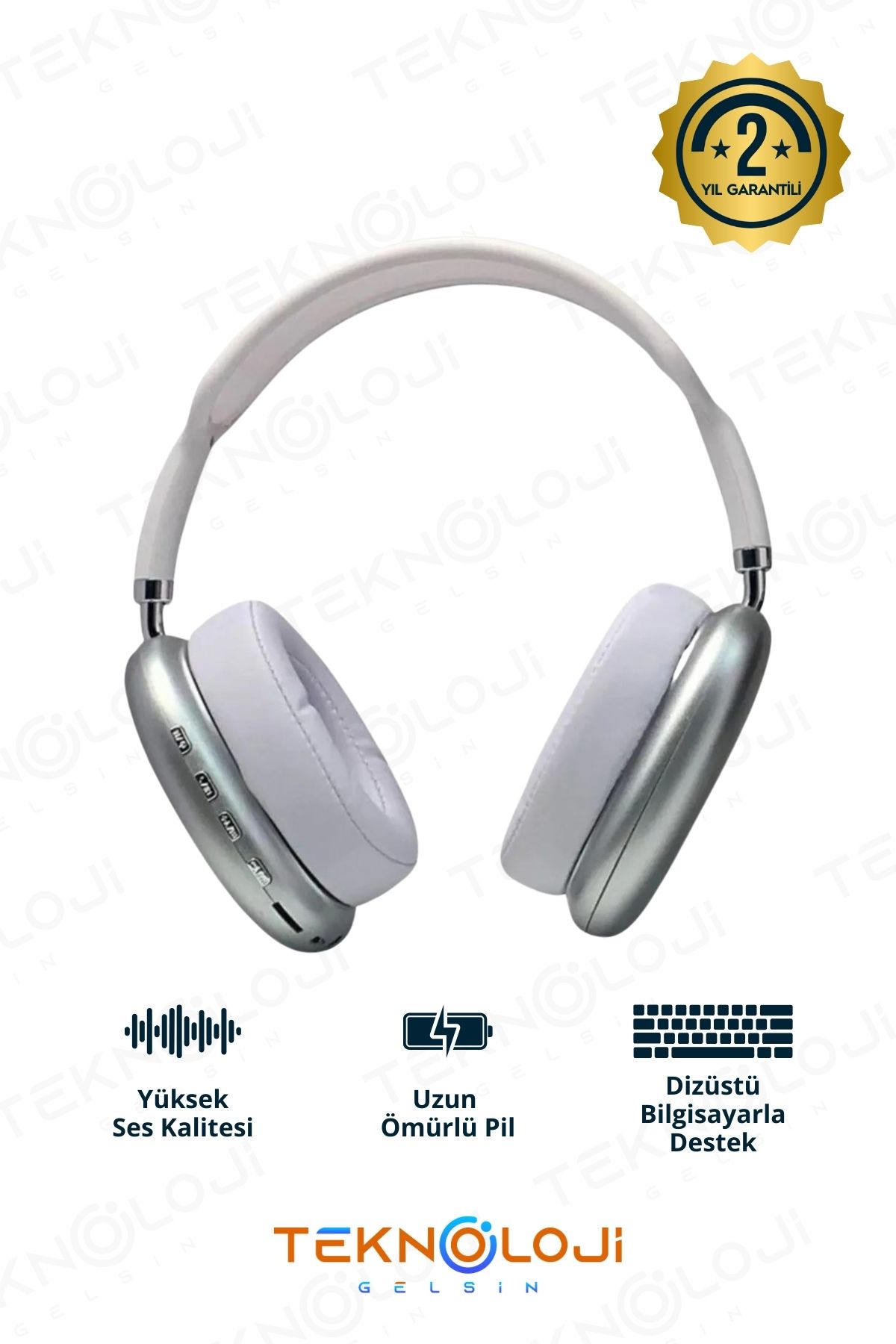 Teknoloji Gelsin Kablosuz Kulaklık Bluetooth 5.0 P9 Air Max Kulaküstü Kulaklık Mikrofonlu Extra Bass Beyaz