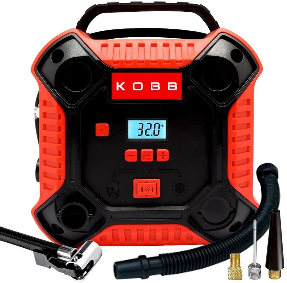 KOBB Kb250 12volt 160 Psı Dijital Basınç Göstergeli Lastik & Yatak Şişirme Pompası, Kırmızı/siyah Uyumlu