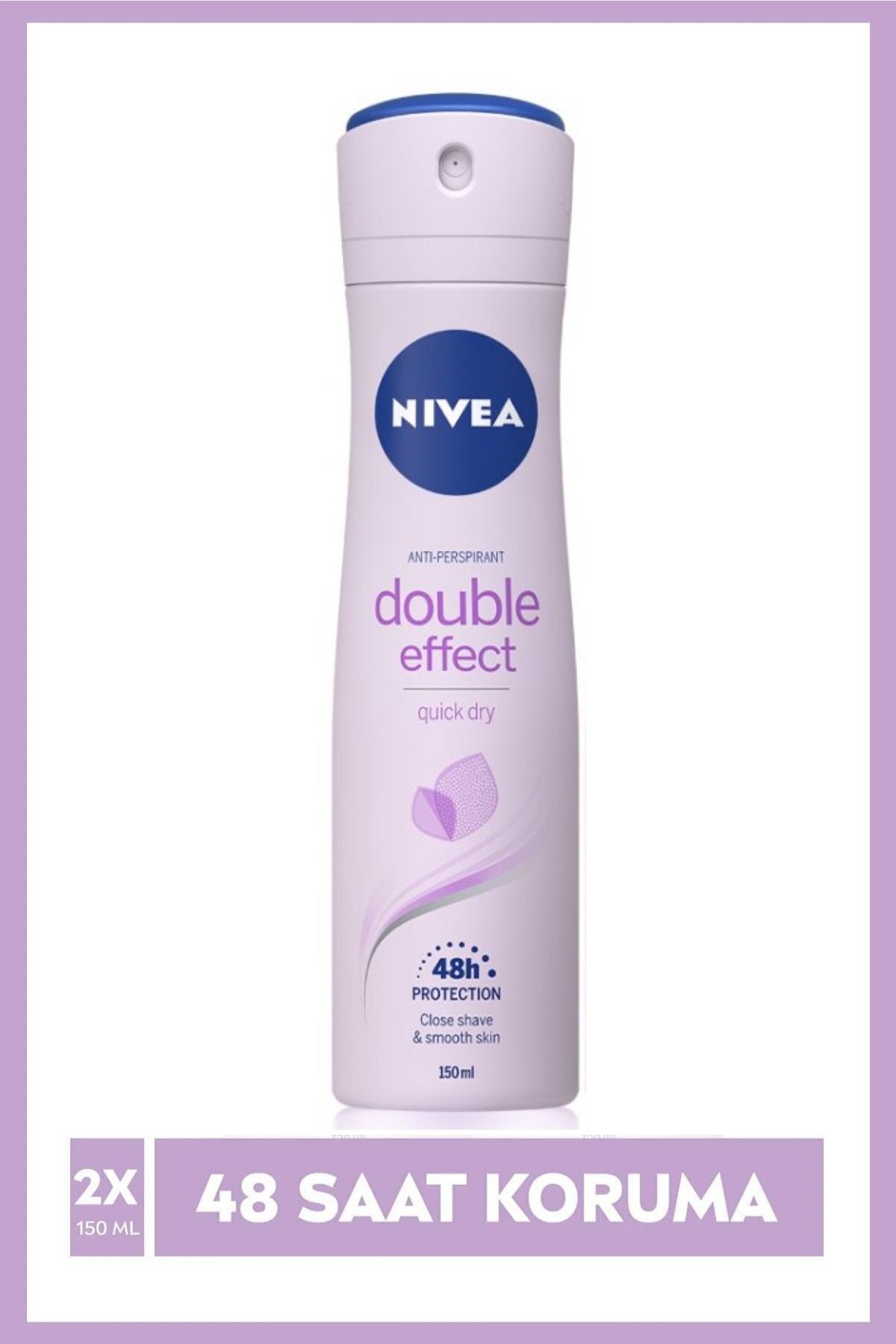 NIVEA Kadın Sprey Deodorant Double Effect 150ml, Ter Kokusuna Karşı 48 Saat Koruma, Pürüzsüz Koltuk Altı