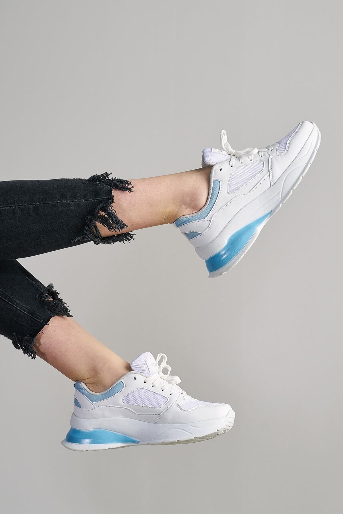 Glenz Kadın Beyaz Mavi Sneaker Ts1018