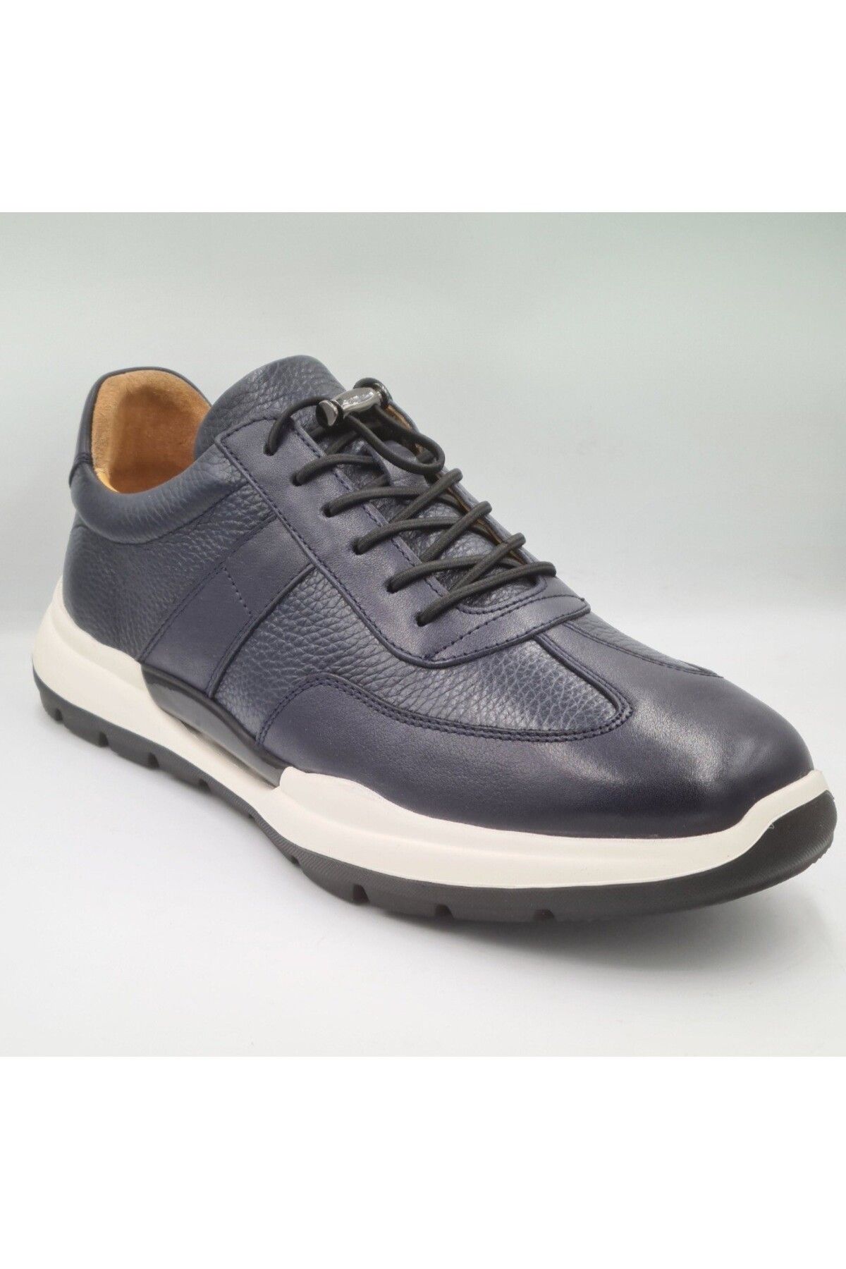 Libero 5223 Lacivert Hakiki Deri Eva Taban Slip-On Bağcıklı Erkek Günlük Casual Sneaker Ayakkabı