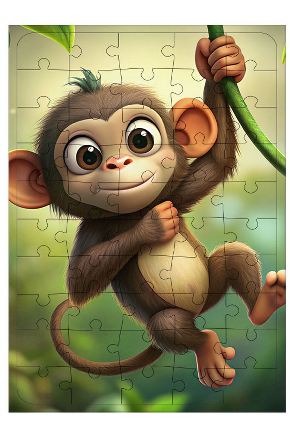 Tablomega Ahşap Mdf Puzzle Yapboz Ağaçtaki Yavru Maymun 50 Parça 35*50 cm