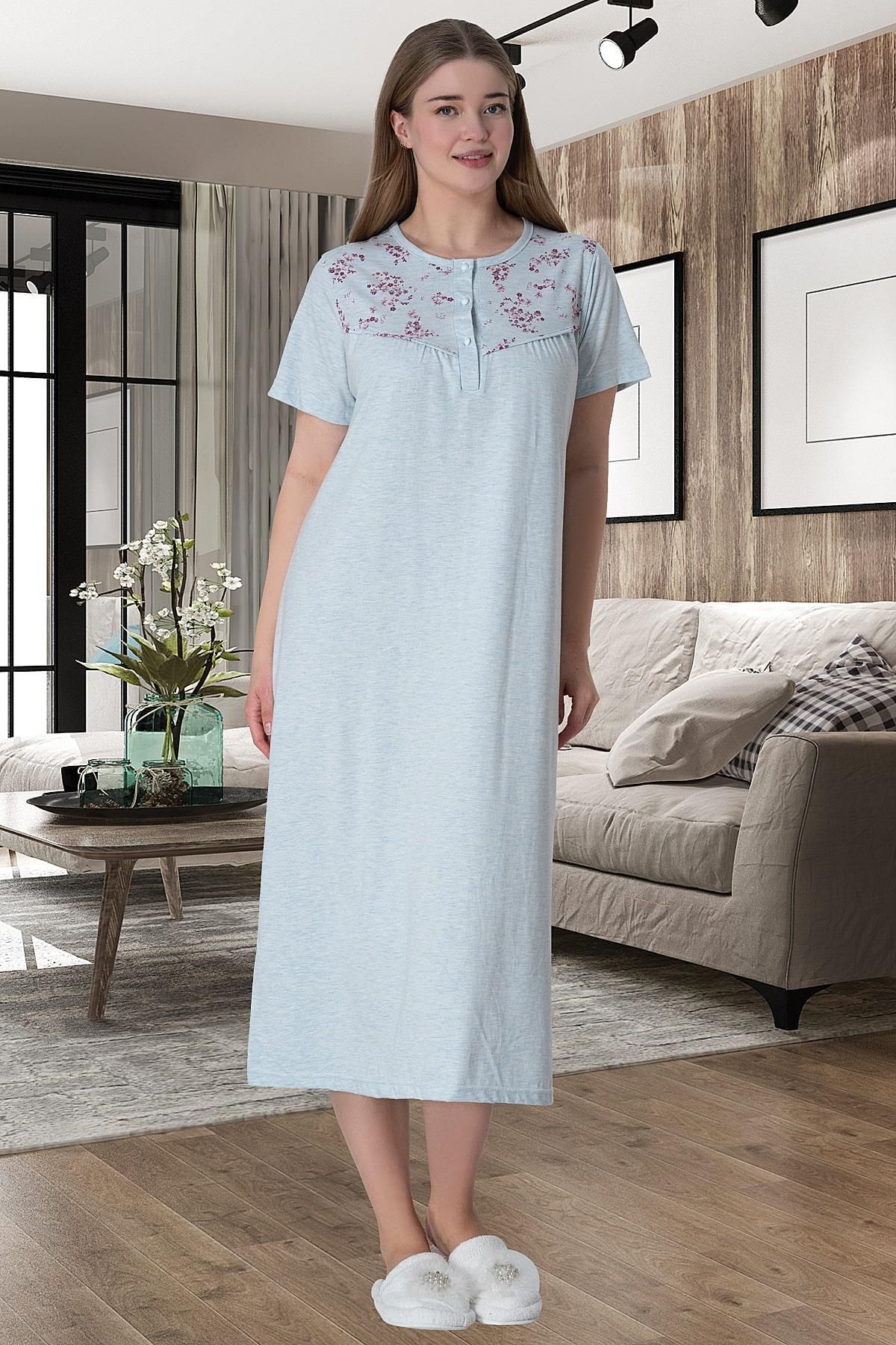 Mecit Pijama Pamuklu Rahat(Geniş) Kalıp Büyük Beden Kadın(Anne) Gecelik