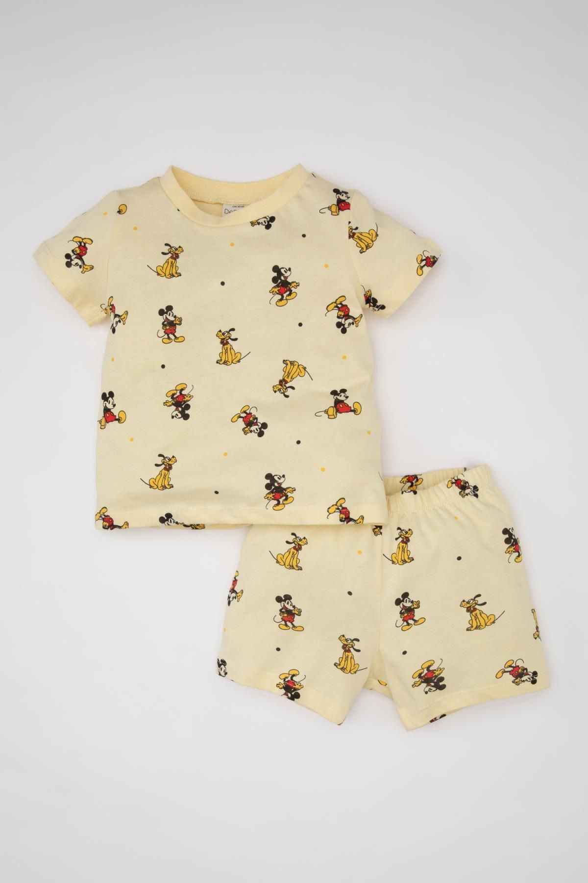 Defacto Erkek Bebek Disney Mickey & Minnie Kısa Kollu Şortlu Penye Pijama Takımı C3531A524HS