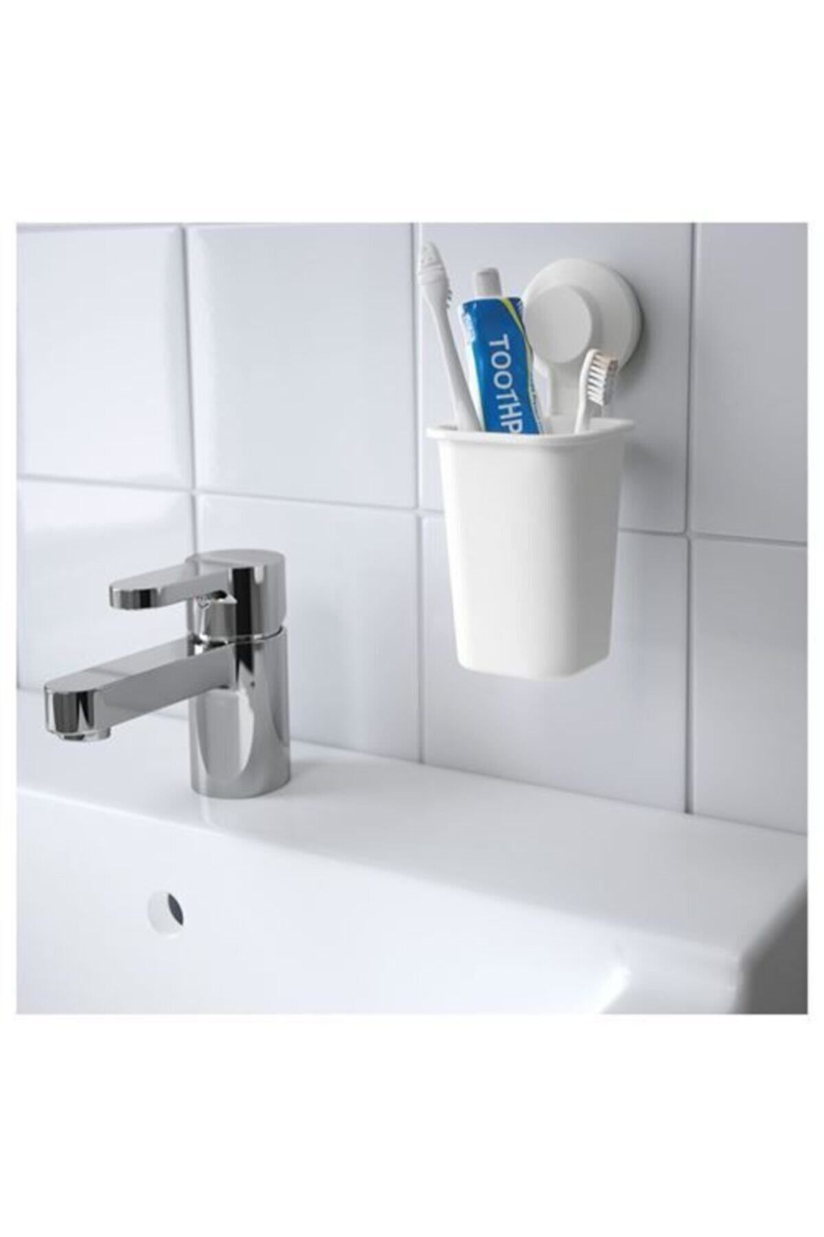 IKEA Beyaz Vantuzlu Banyo Diş Fırçalığı