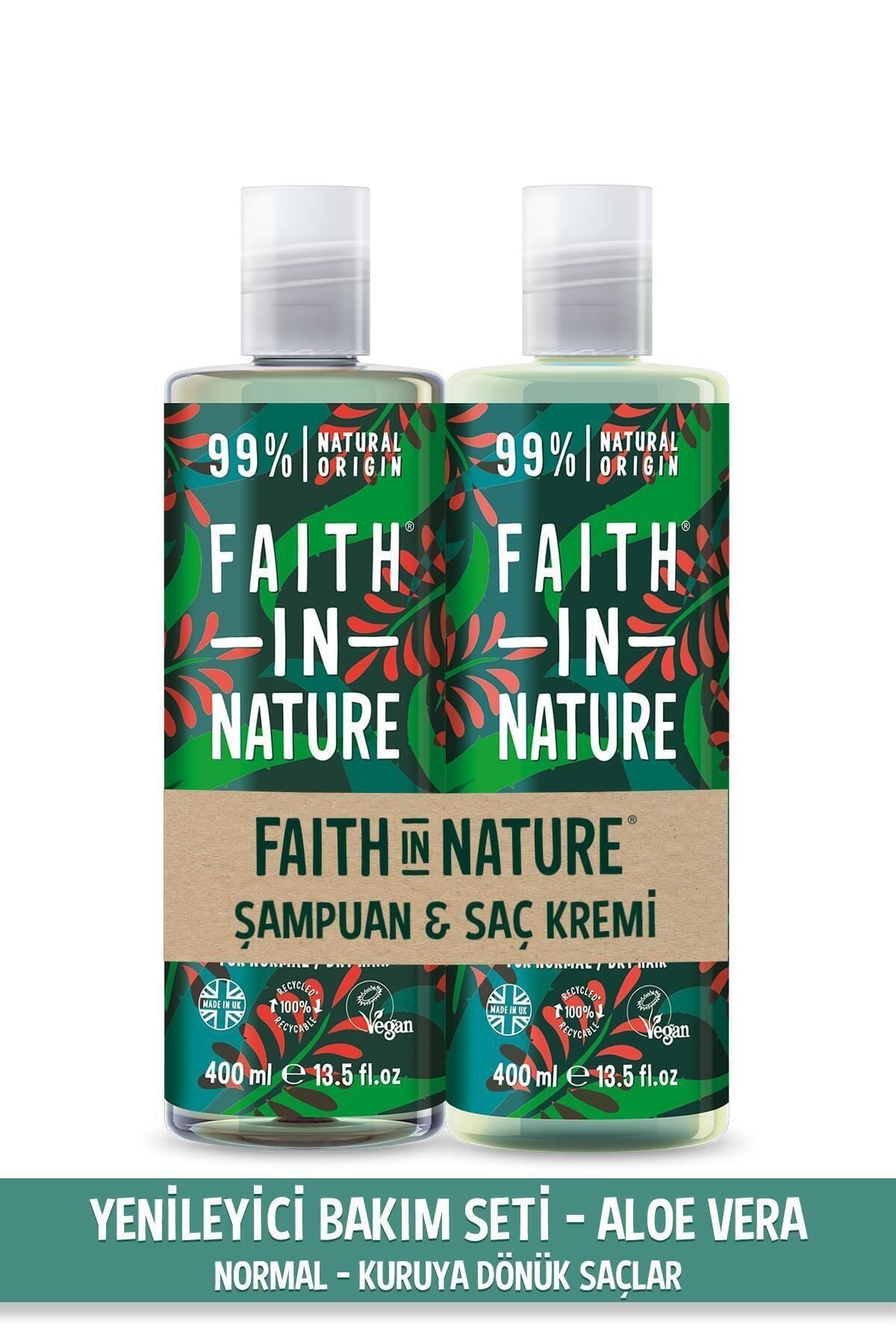 Faith In Nature %99 Doğal Yenileyici Şampuan&Saç Kremi  Aloe Vera