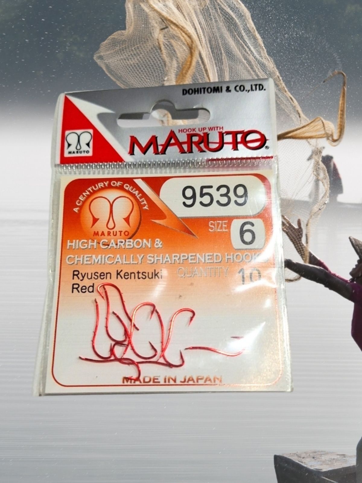 Maruto 9539 Ryusen Kentsuki 6 Numara 10'lu Paket Kırmızı Çift Tırnak Olta Iğnesi