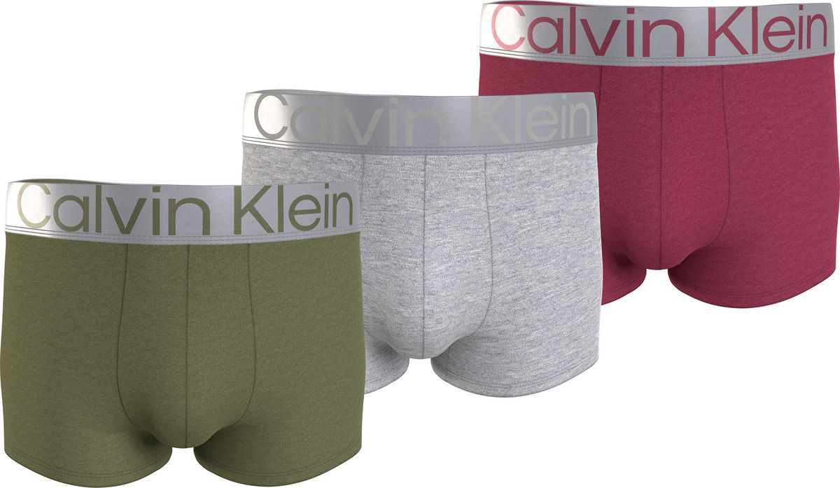 Calvin Klein Erkek Marka Logolu Beyaz Elastik Bantlı Pembe-Gri- Yeşil Boxer 000Nb3130a-Ghm