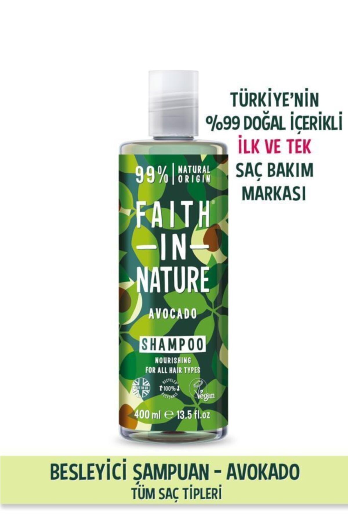 Faith In Nature %99 Doğal Besleyici Şampuan Avokado Tüm Saç Tipleri Için