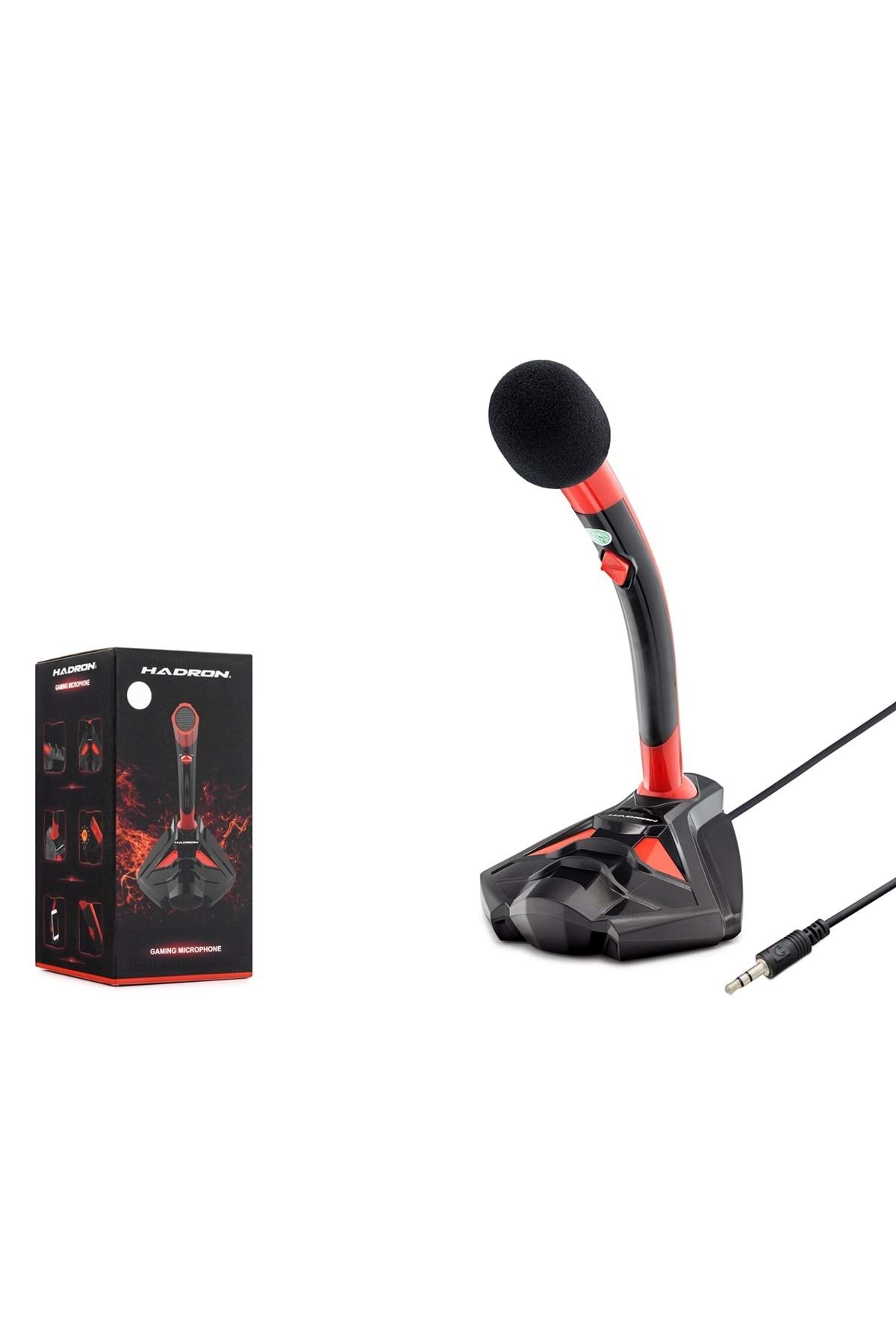 HADRON G101 Masa Üstü Oyuncu Mikrofonu 3.5mm 2 Lne Siyah-kırmızı