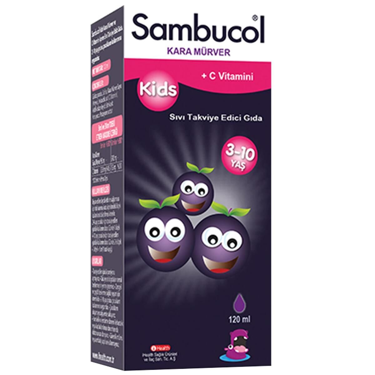 Sambucol Kids Kara Mürver Ve C Vitamini Içeren Sıvı Takviye Edici Gıda 120 ml
