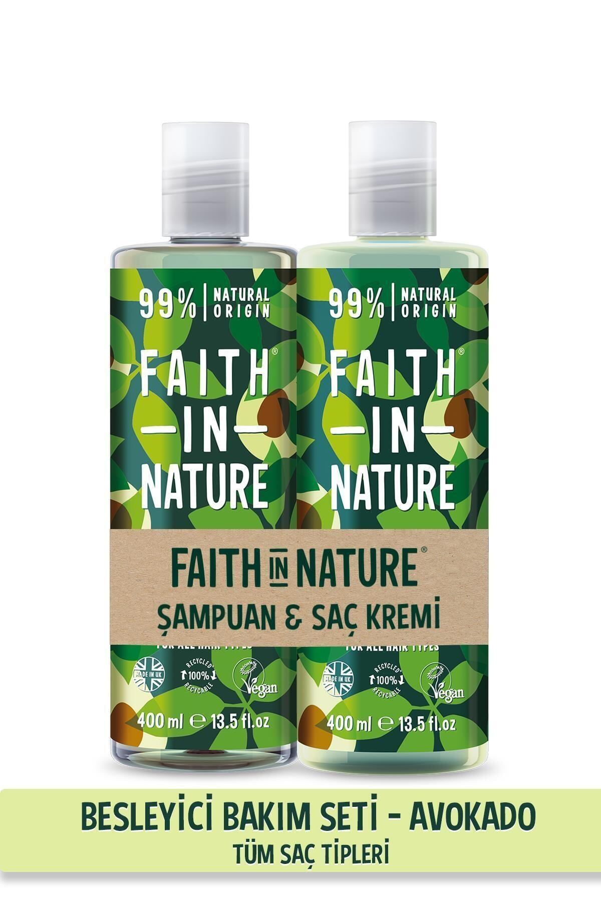 Faith In Nature %99 Doğal Besleyici Şampuan&Saç Kremi Avokado