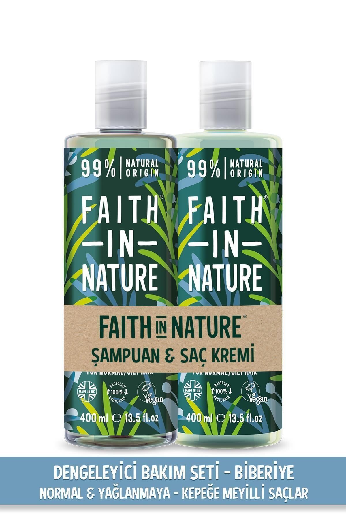 Faith In Nature %99 Doğal Dengeleyici Şampuan&Saç Krem Biberiye