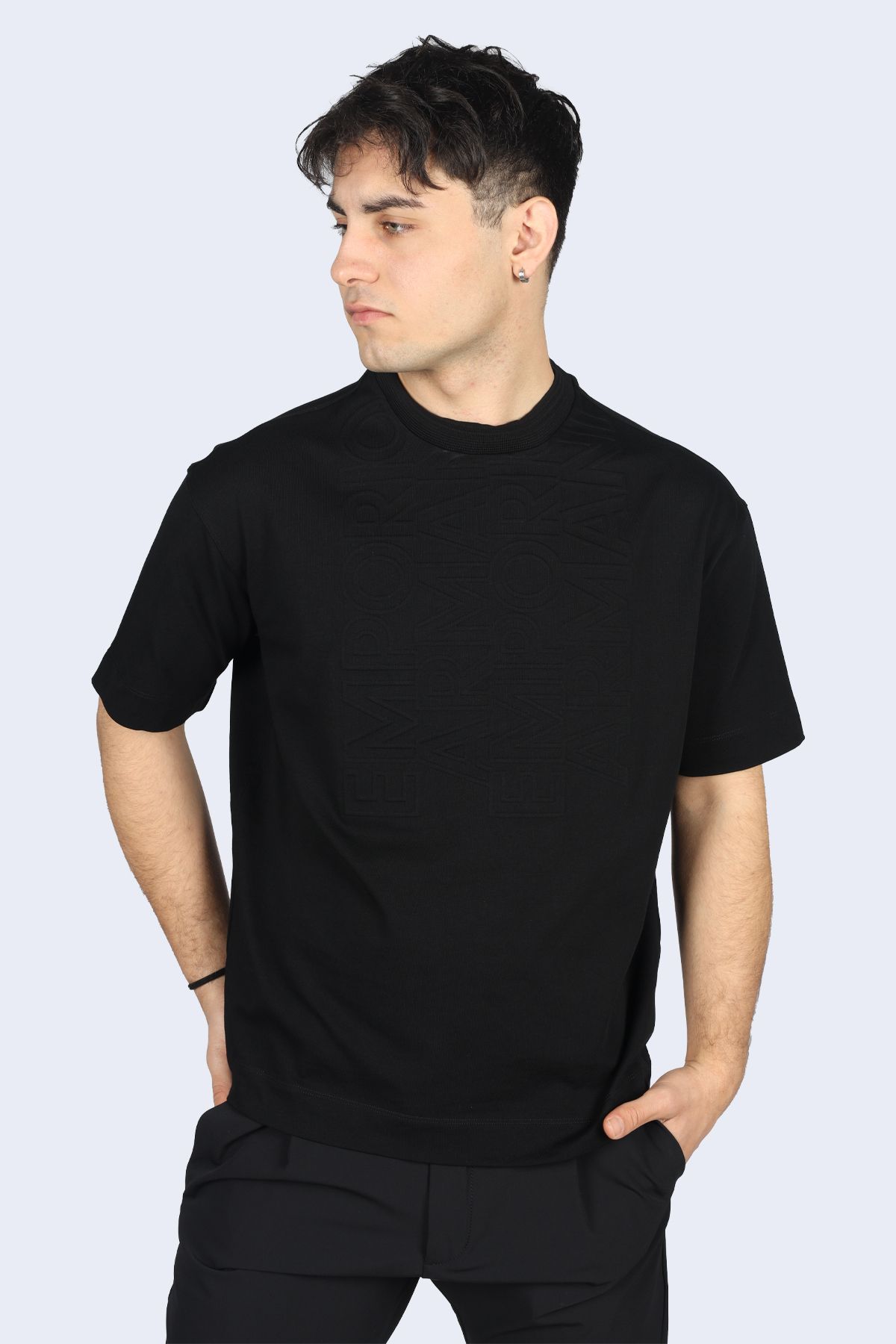 Emporio Armani Erkek Marka Logolu Pamuklu Normal Kalıp Günlük Siyah2 T-Shirt 3D1T94 1JWZZ-0031