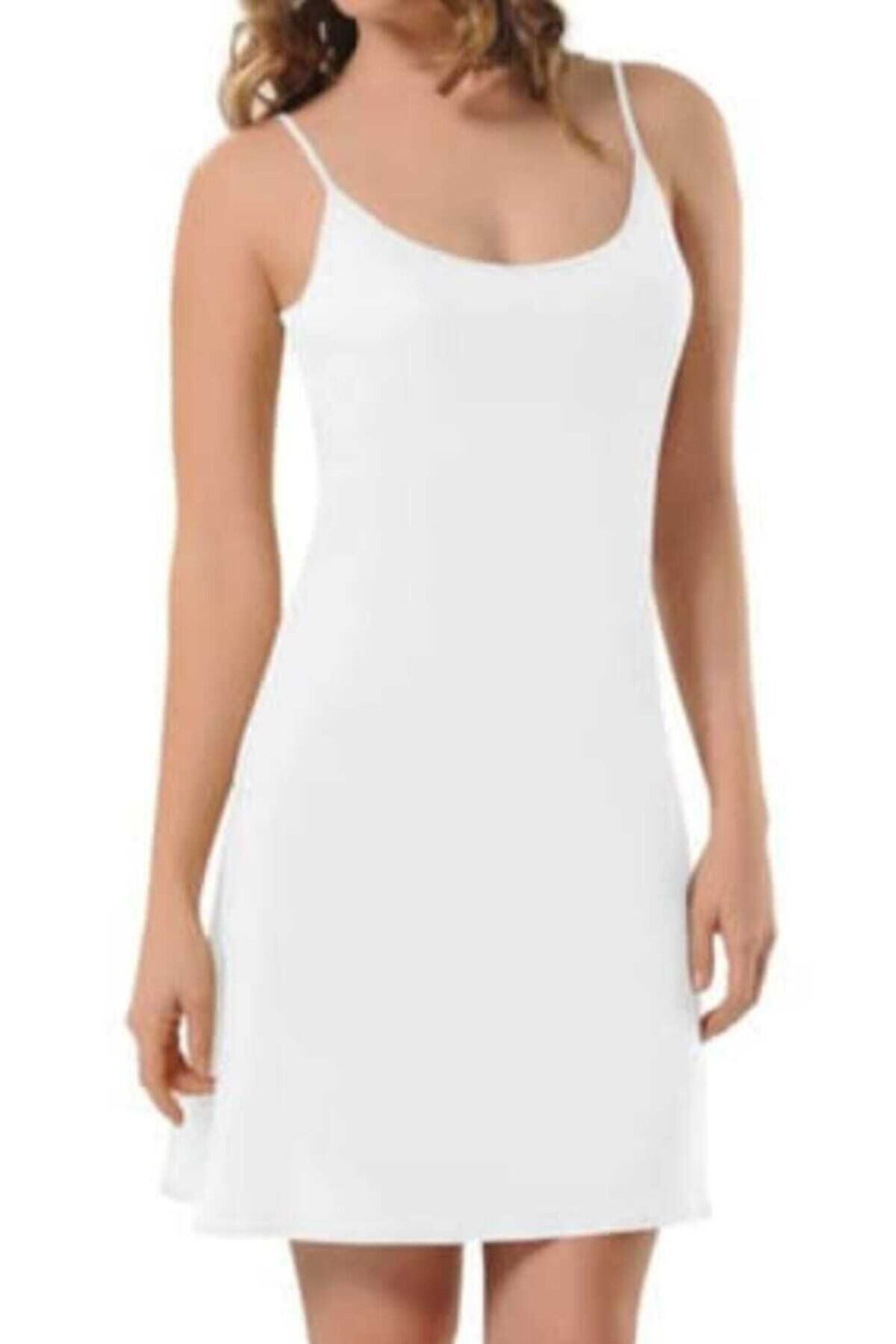Nbb Kadın Beyaz 3851 Elbise Jipon Astar