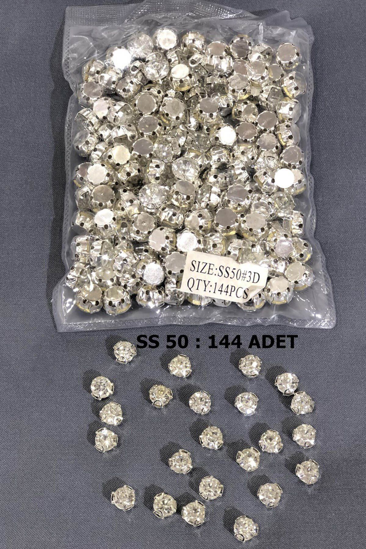 Hayalperest boncuk Gümüş Rengi Metal Kasalı Dikme Beyoğlu Taşı (1 Paket) Ss 50 144 Adet