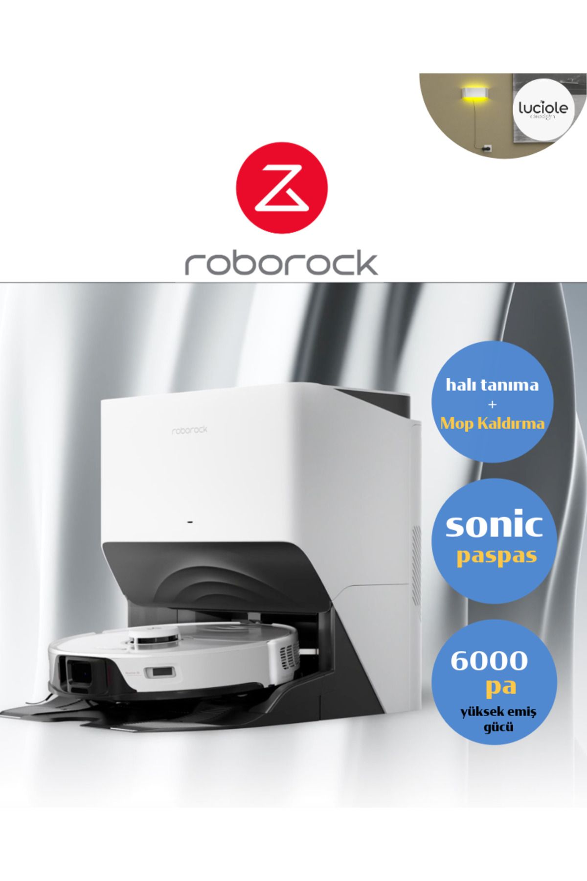 Roborock S8 Pro Ultra Kendini Yıkayan-Kurutan İstasyonlu 6000Pa Sonic Paspaslı halı tanıma + Mop Kaldırma