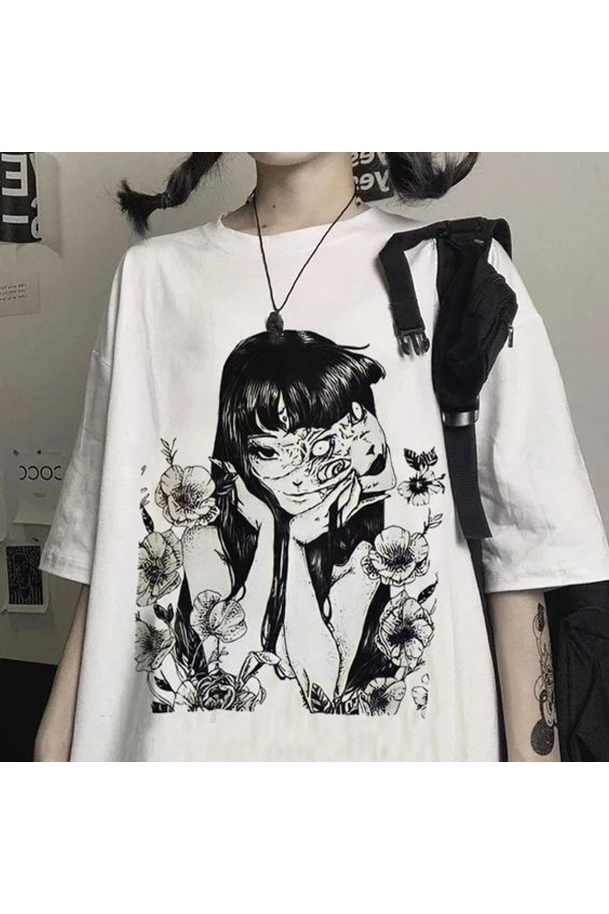 Vons Anime 3 Baskılı Beyaz Anime-Urban Oversize Unisex T-Shirt