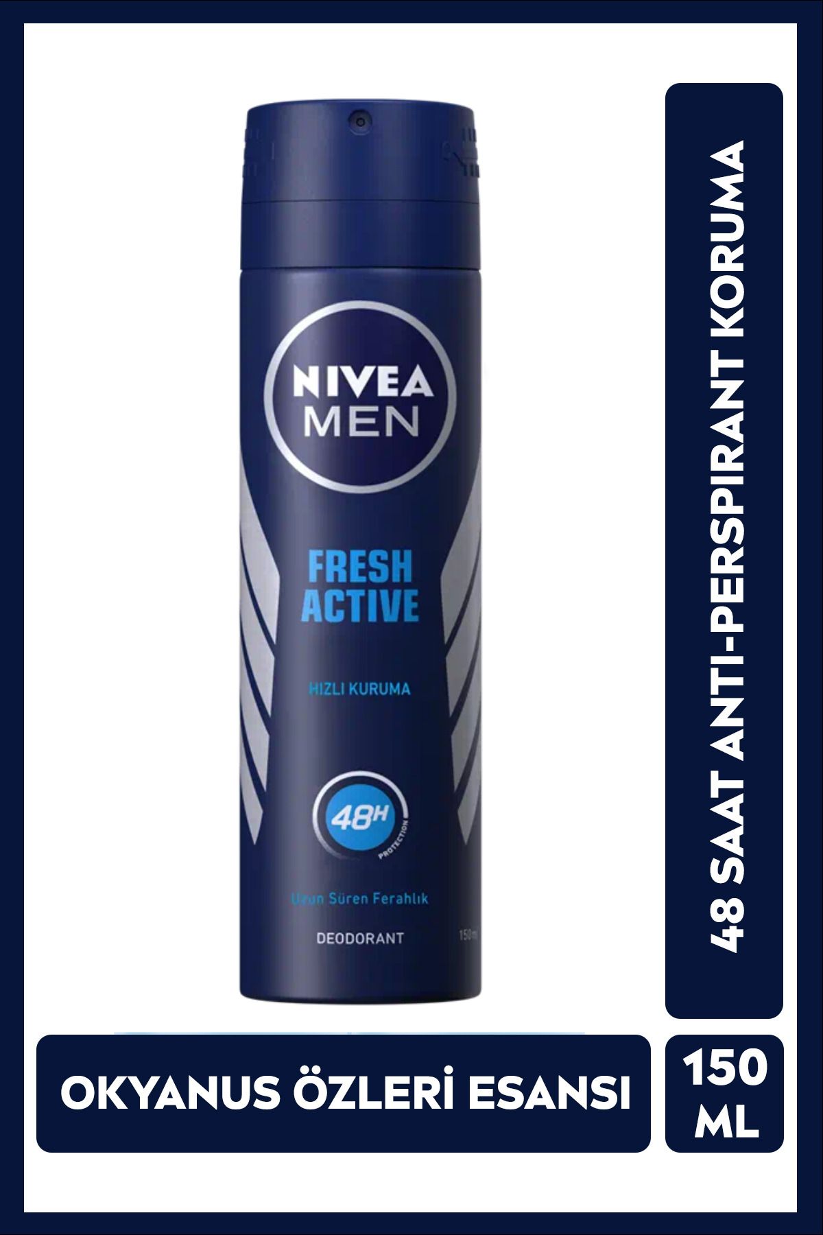 NIVEA MEN Erkek Sprey Deodorant Fresh Active 150ml, Ter Kokusuna 48 Saat Etkili, Erkeksi Koku, Ferahlık