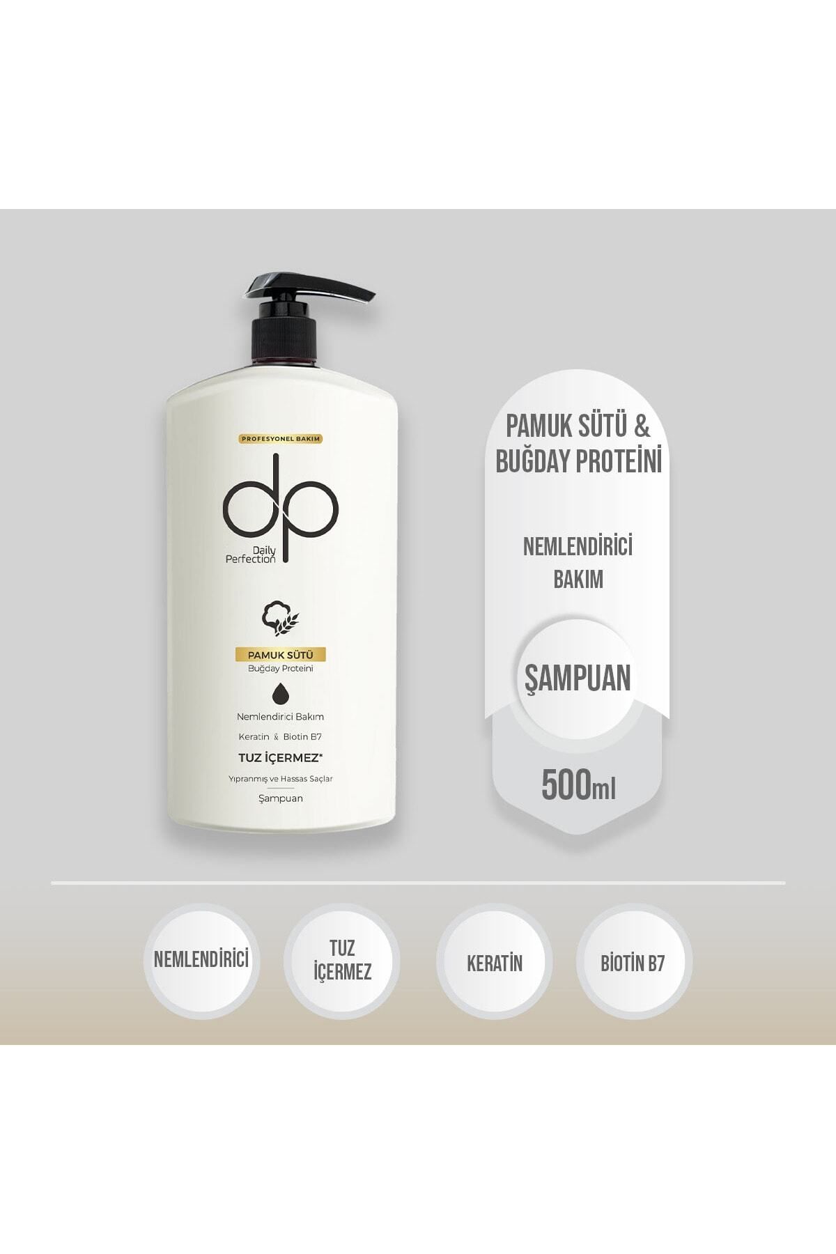 DP Daily Perfection Pamuk Sütü Buğday Proteini 500 Ml Tuzsuz Şampuan